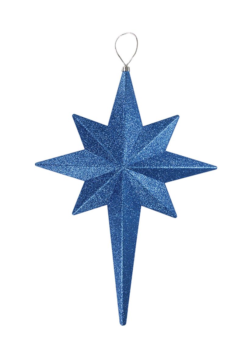 20Inch Blue and Silver Glittered Bethlehem Star Shatterproof Christmas Ornament