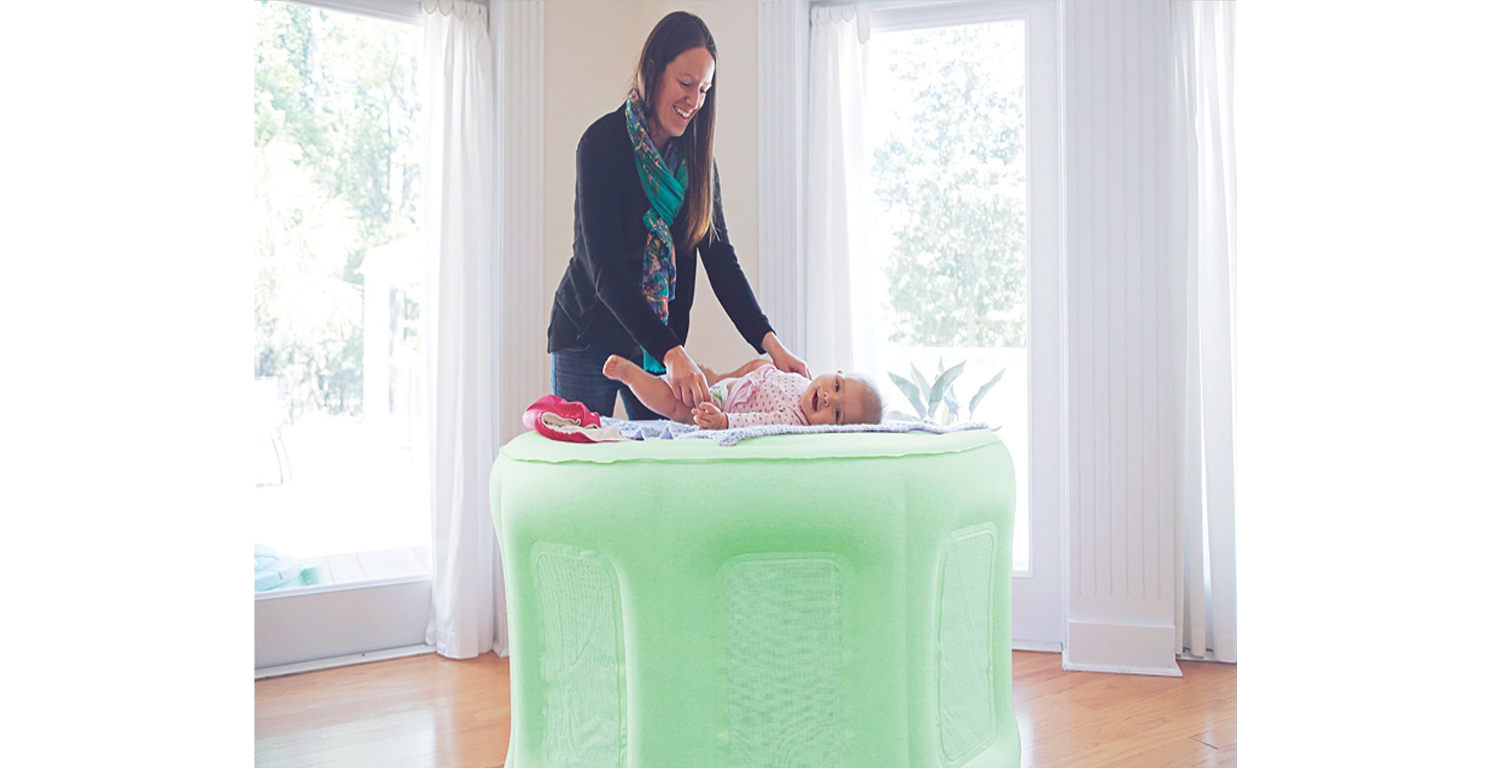 4-in-1 Room to Grow Portable Green Inflatable Baby Play Yard
