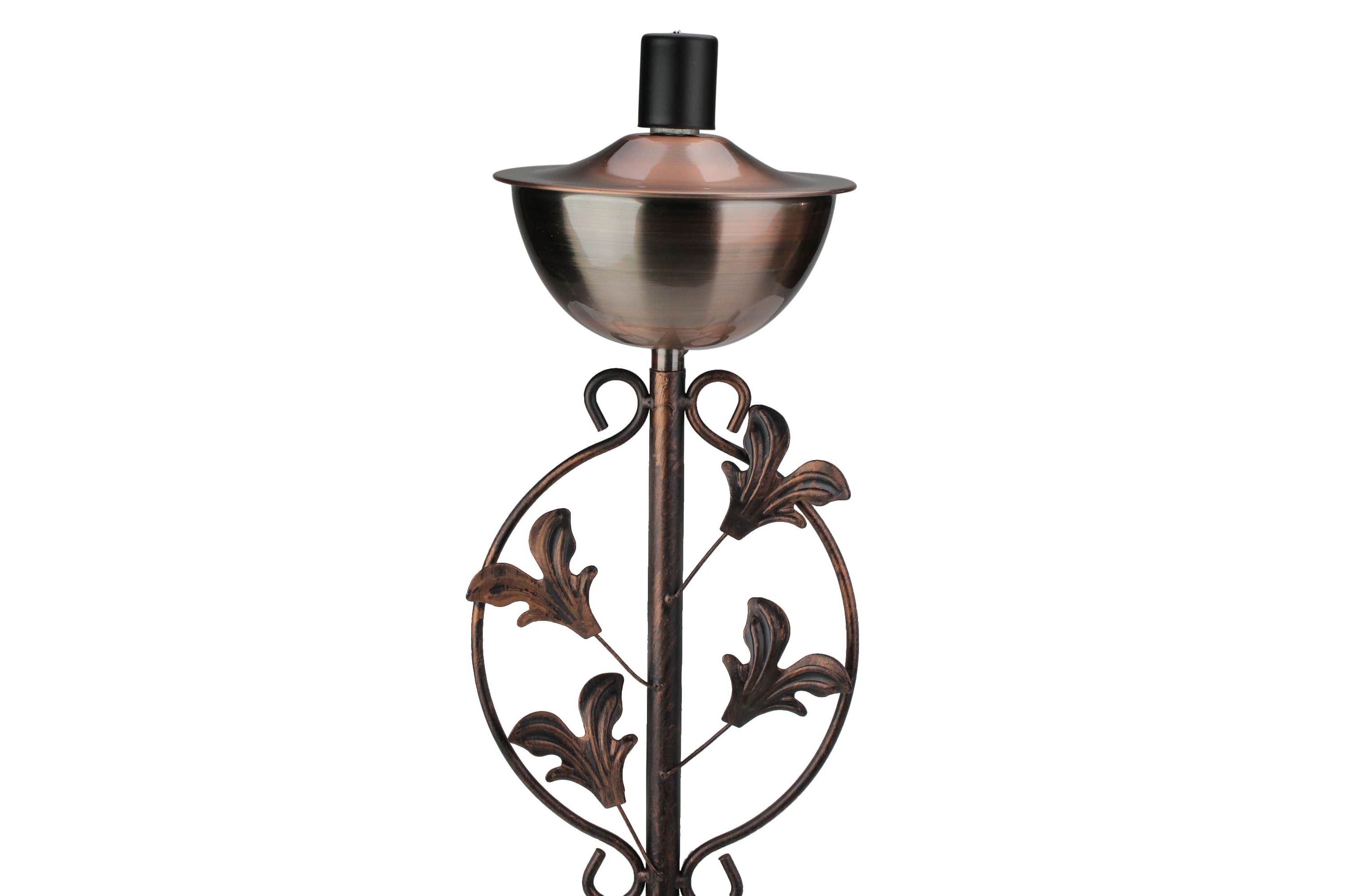 64.5" Brushed Copper Floral Motif Outdoor Patio Garden Oil Lamp Torch
