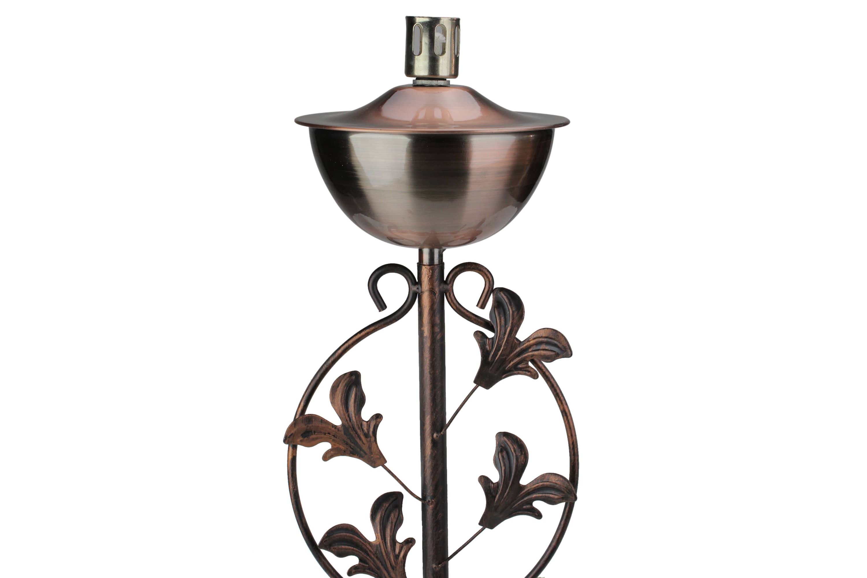64.5" Brushed Copper Floral Motif Outdoor Patio Garden Oil Lamp Torch