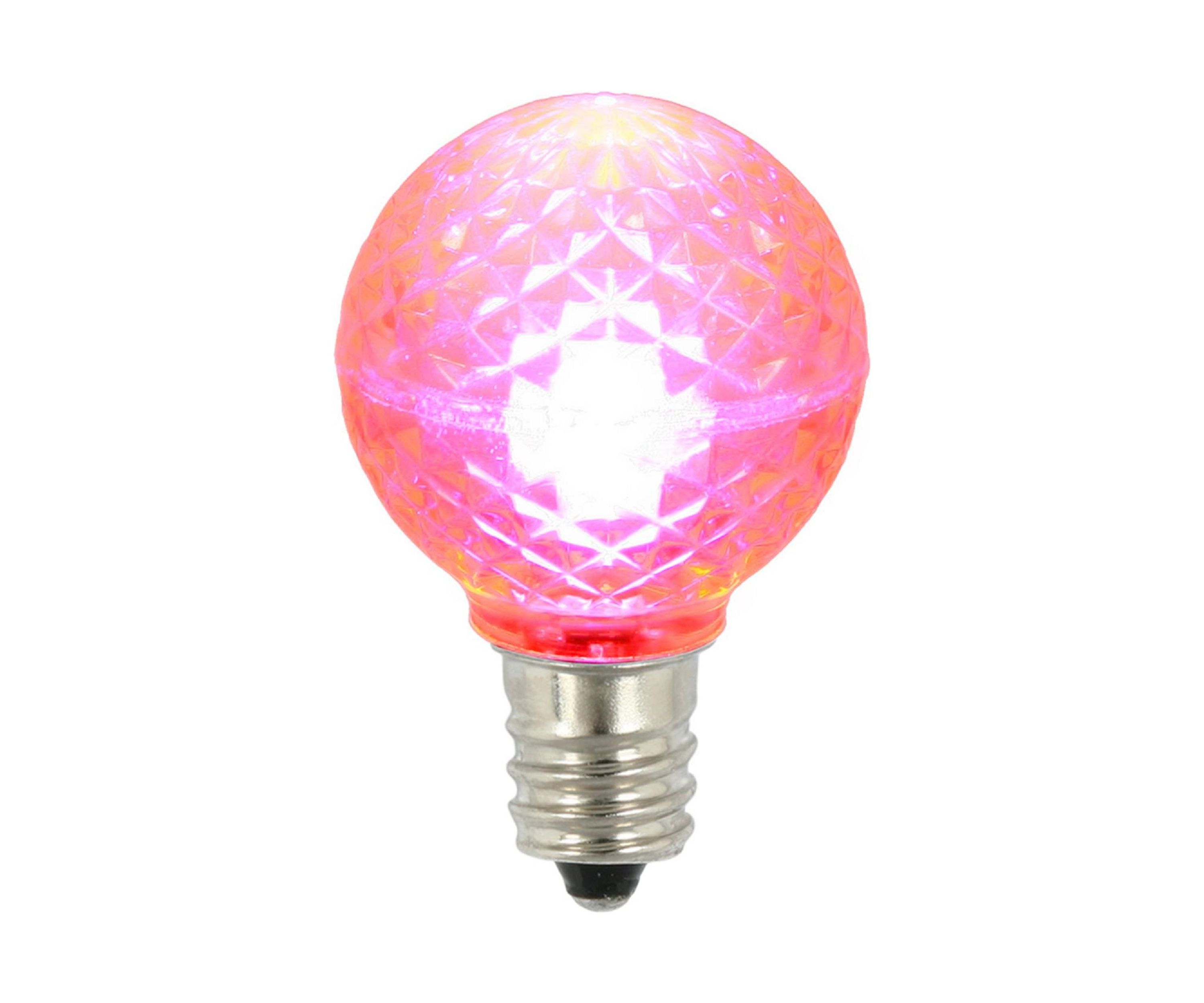 Pack of 25 LED G30 Pink Replacement Christmas Light Bulbs 2Inch