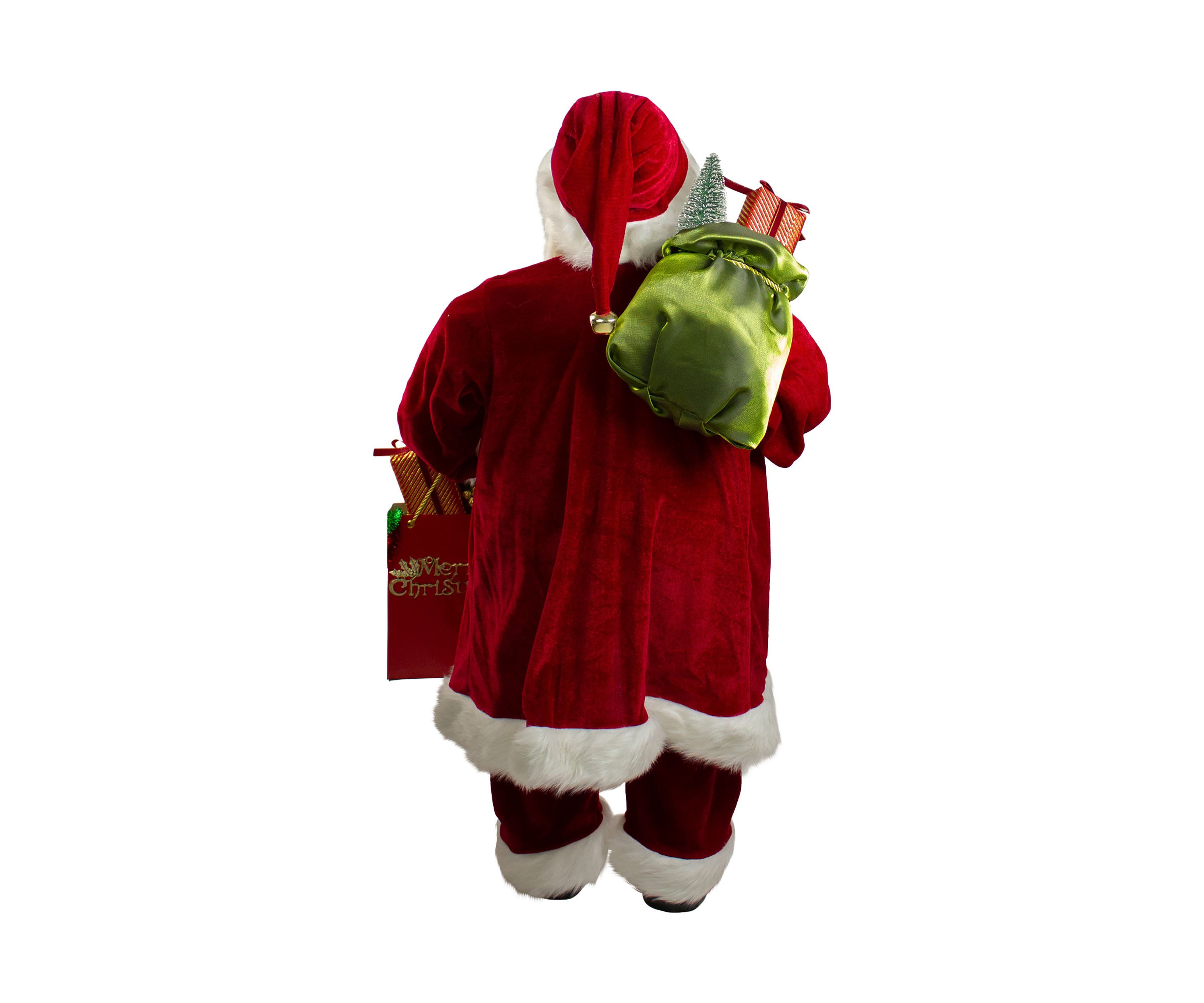 36" Red and White Standing Santa Claus Figure with Gift Bag