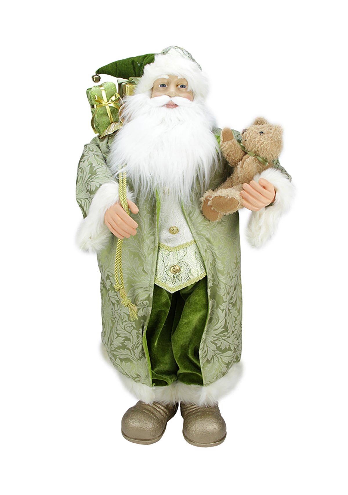 32" Green and White Standing Santa Claus Christmas Figure