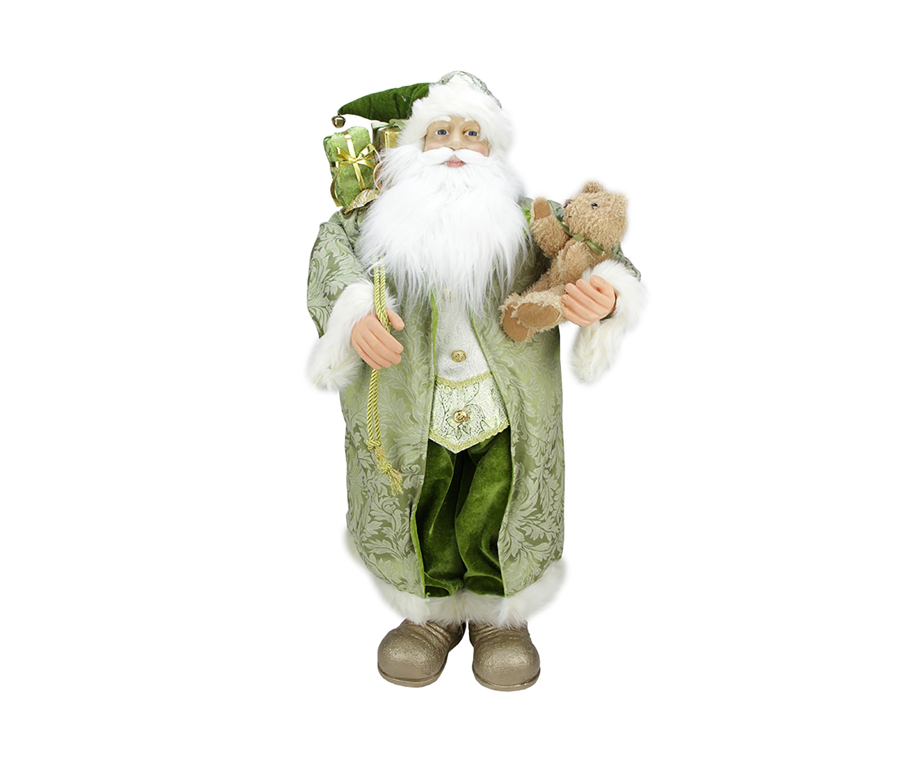 32" Green and White Standing Santa Claus Christmas Figure
