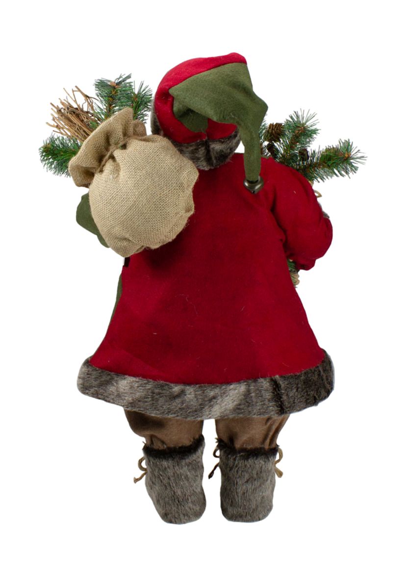25" Brown and Red Standing Santa Claus Christmas Figurine with Snowflake Jacket