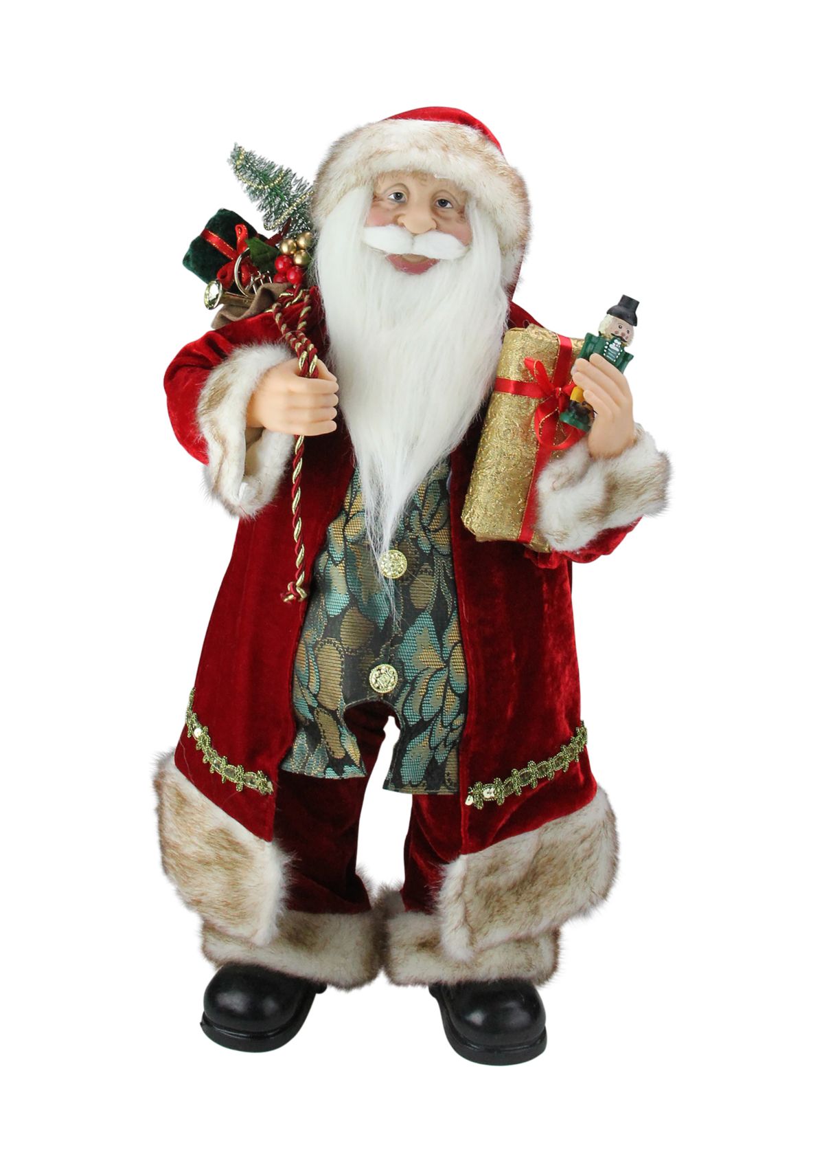 24" Red and White Old World Style Standing Santa Claus Christmas Figure