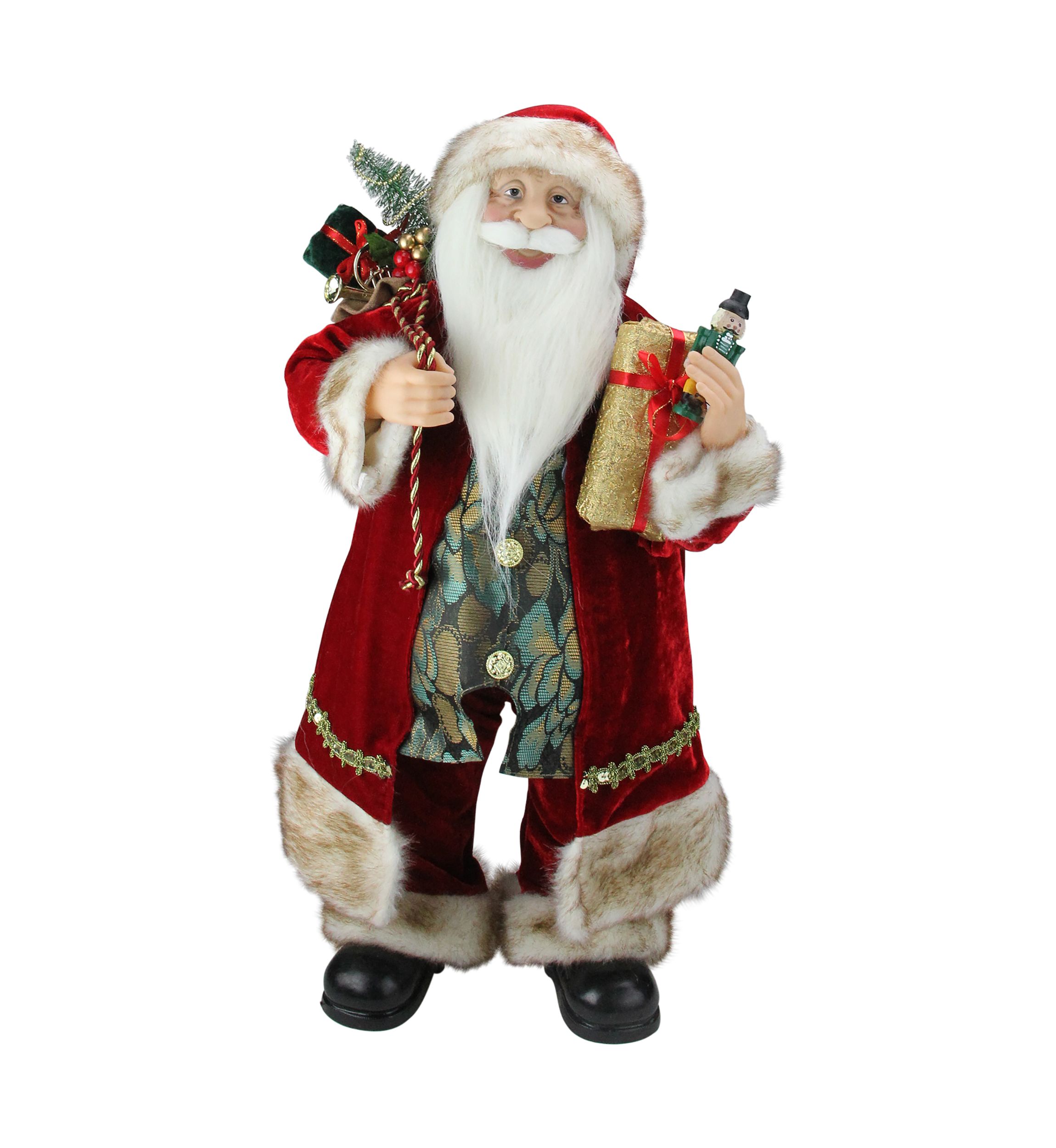 24" Red and White Old World Style Standing Santa Claus Christmas Figure