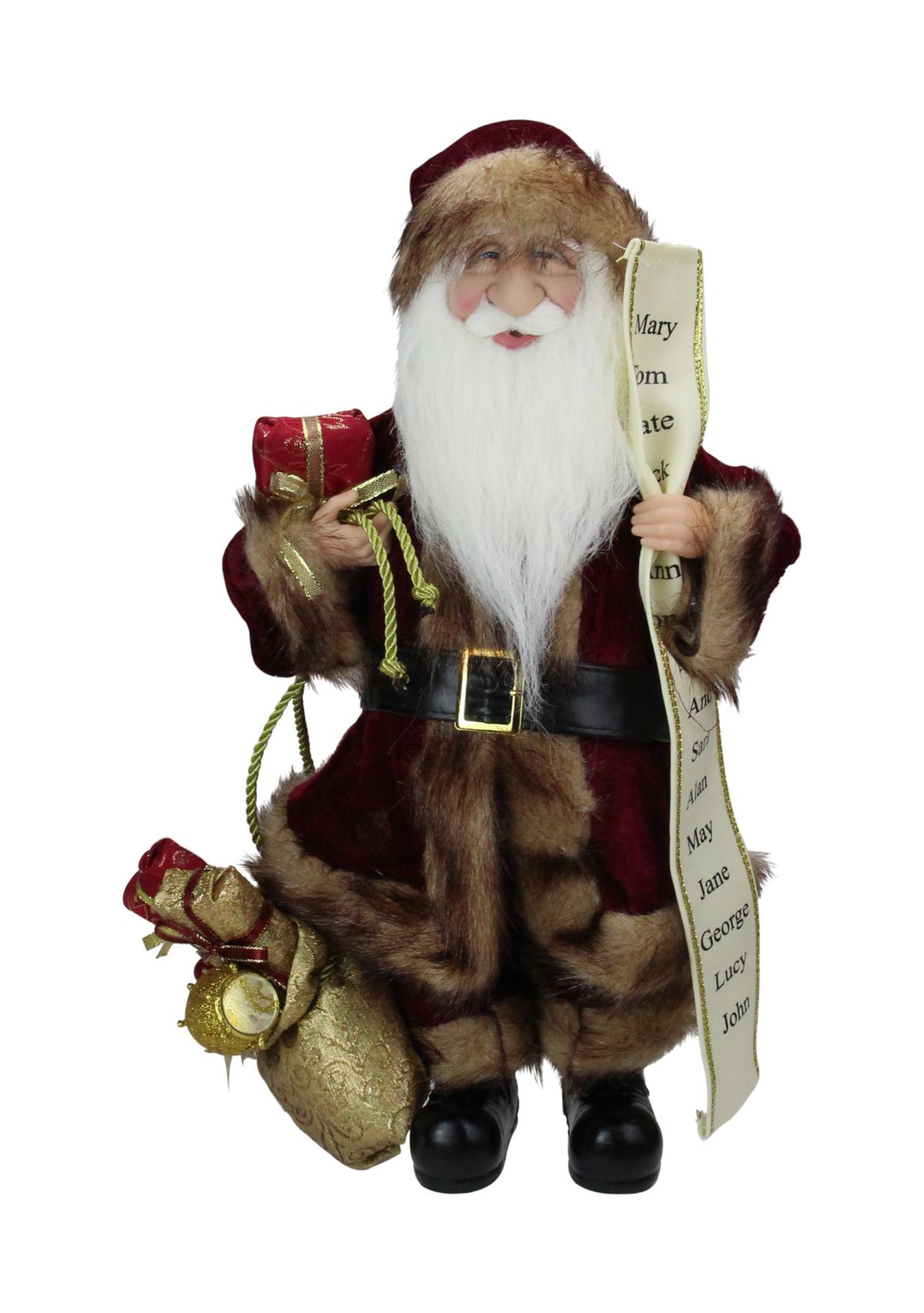 18" Red Woodland Santa Claus Christmas Figure with Naughty and Nice List