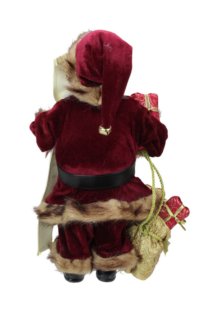 18" Red Woodland Santa Claus Christmas Figure with Naughty and Nice List