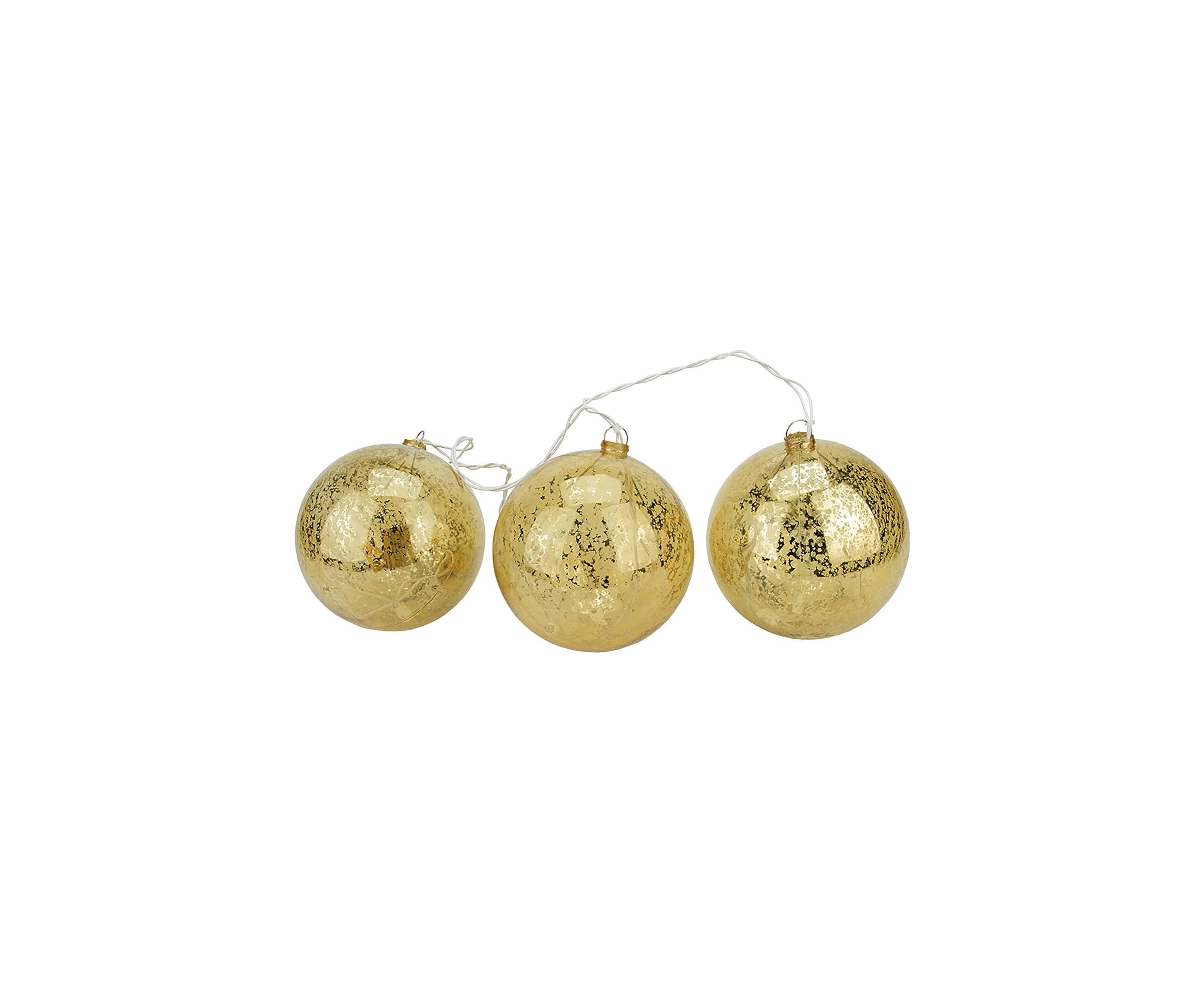 20-count Gold Ball Ornaments Mini Christmas Light Set  1.5ft White Wire