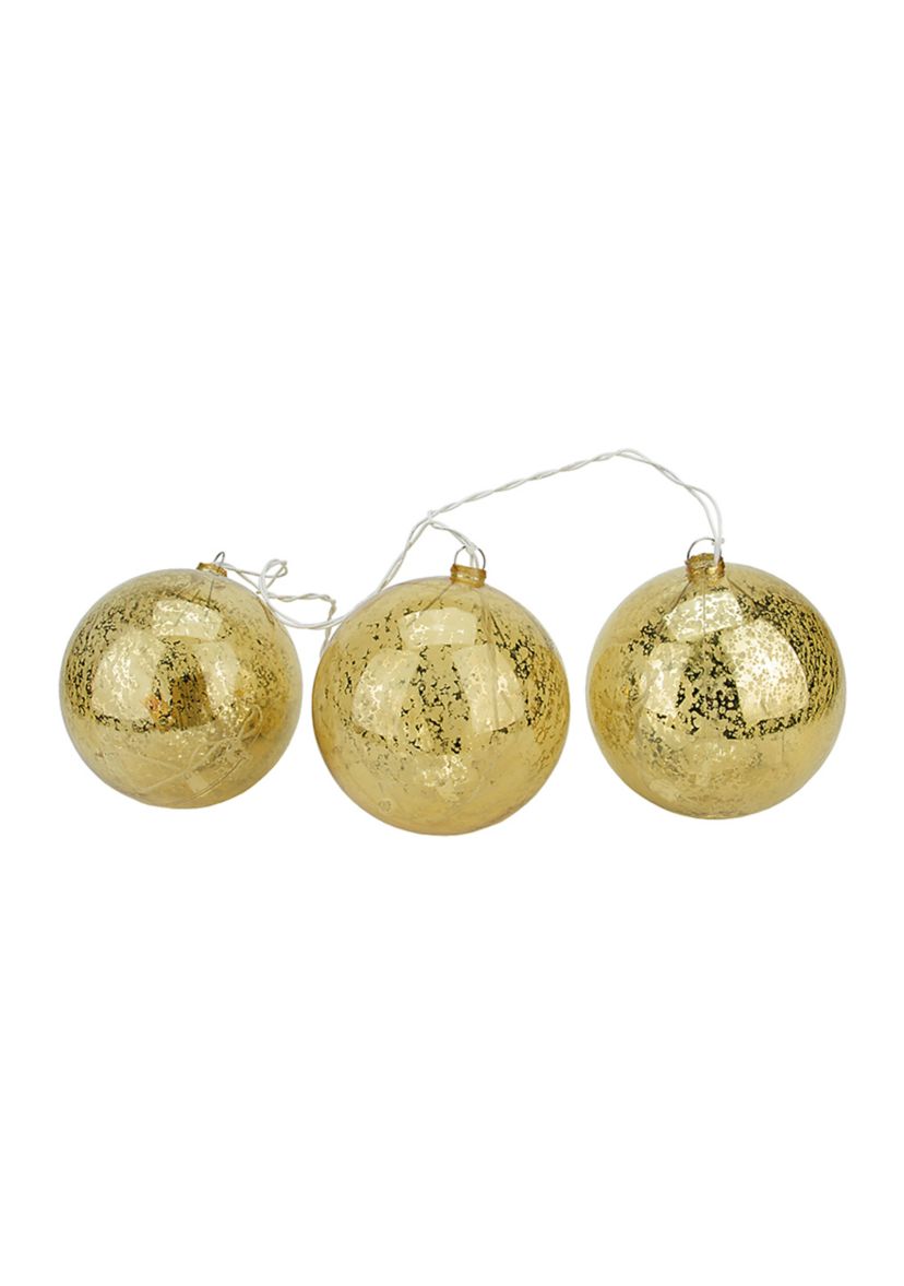 20-count Gold Ball Ornaments Mini Christmas Light Set  1.5ft White Wire