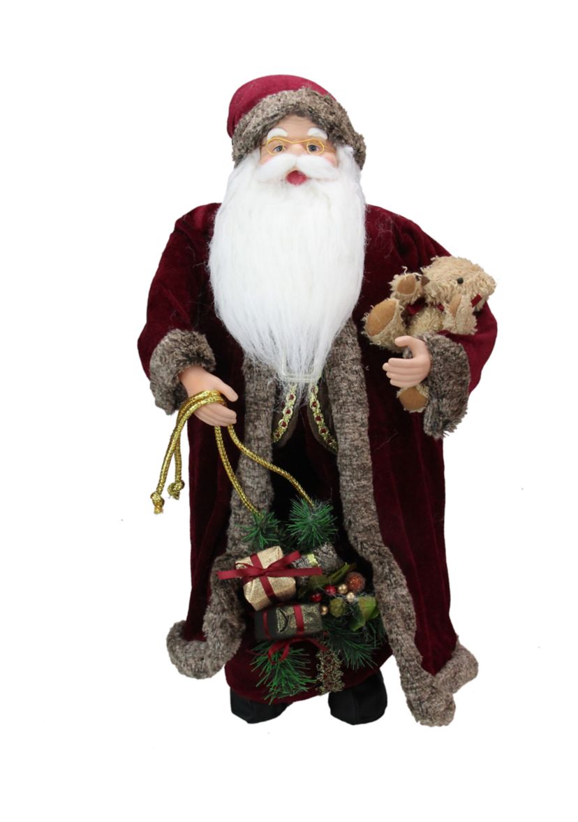 24" Red and White Noble Standing Santa Claus Christmas Figurine