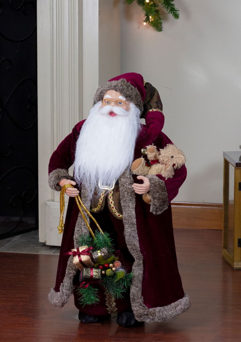 24" Red and White Noble Standing Santa Claus Christmas Figurine