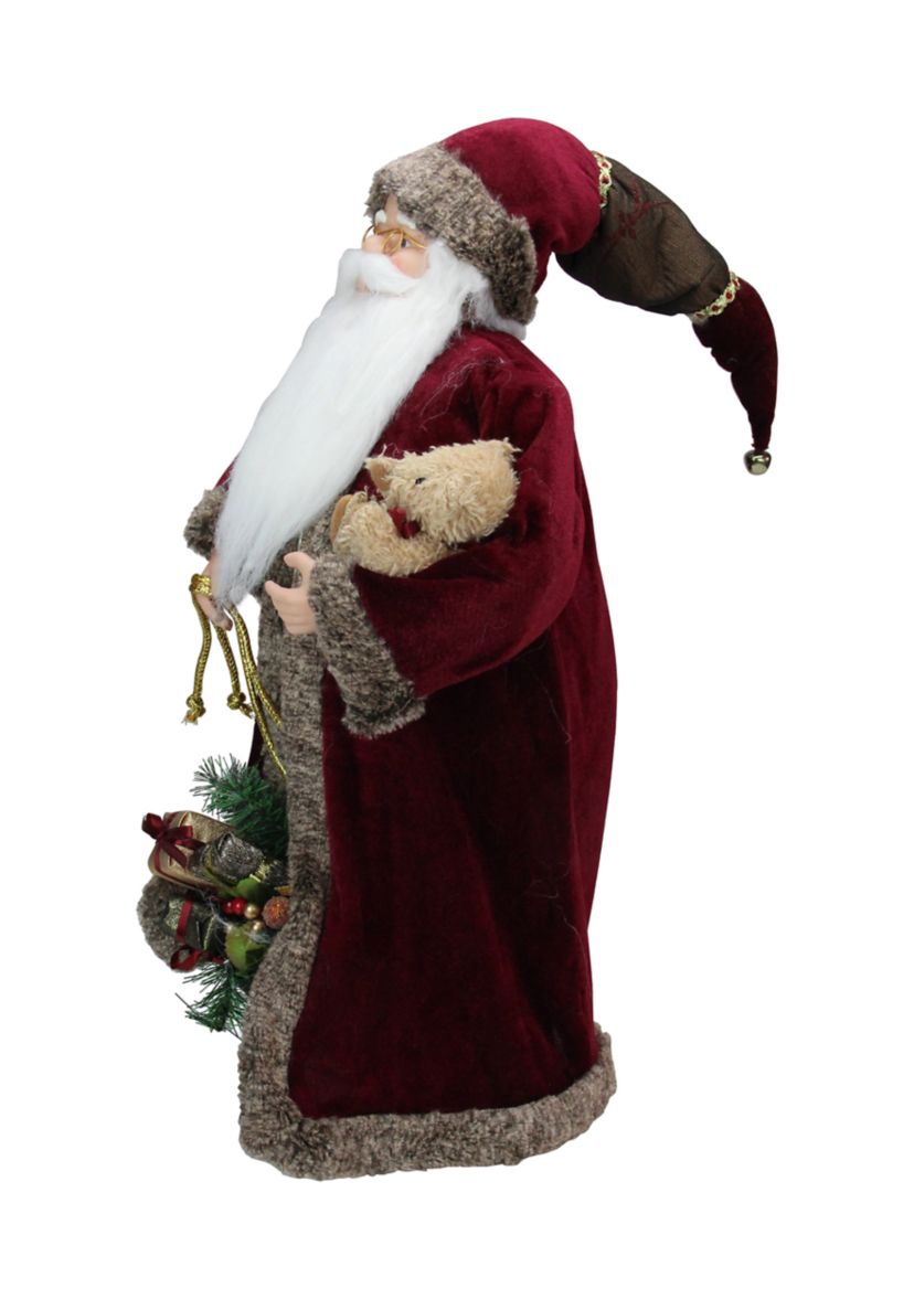 24" Red and White Noble Standing Santa Claus Christmas Figurine