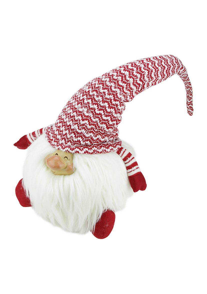 14.75" Red and White Chipper Chester Sitting Santa Gnome Christmas Tabletop Figurine