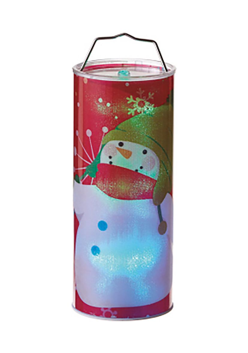 12Inch Battery Operated Red LED Color Changing Snowman Christmas Lantern