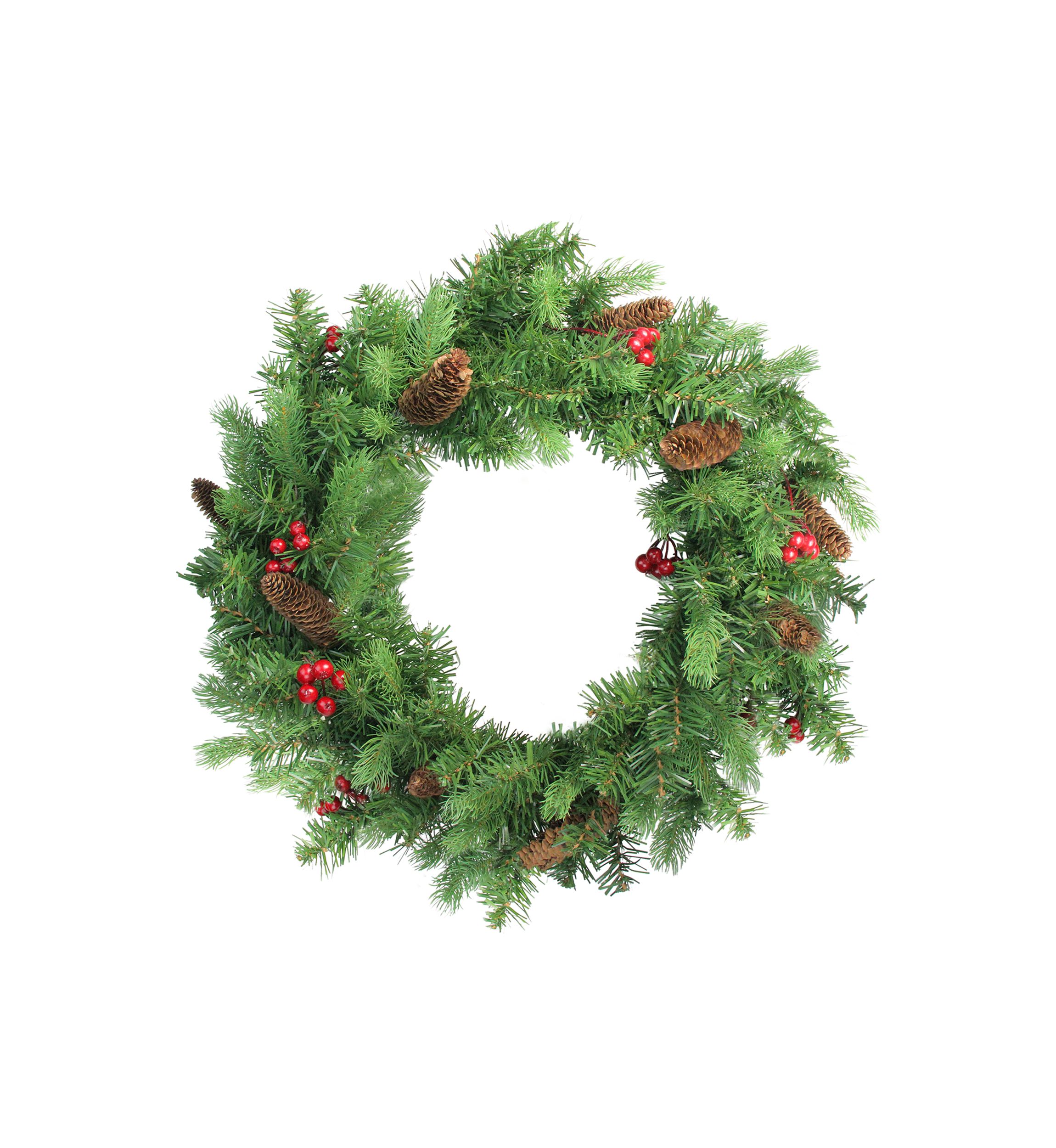 Noble Fir with Berries Artificial Christmas Wreath - 24" Unlit
