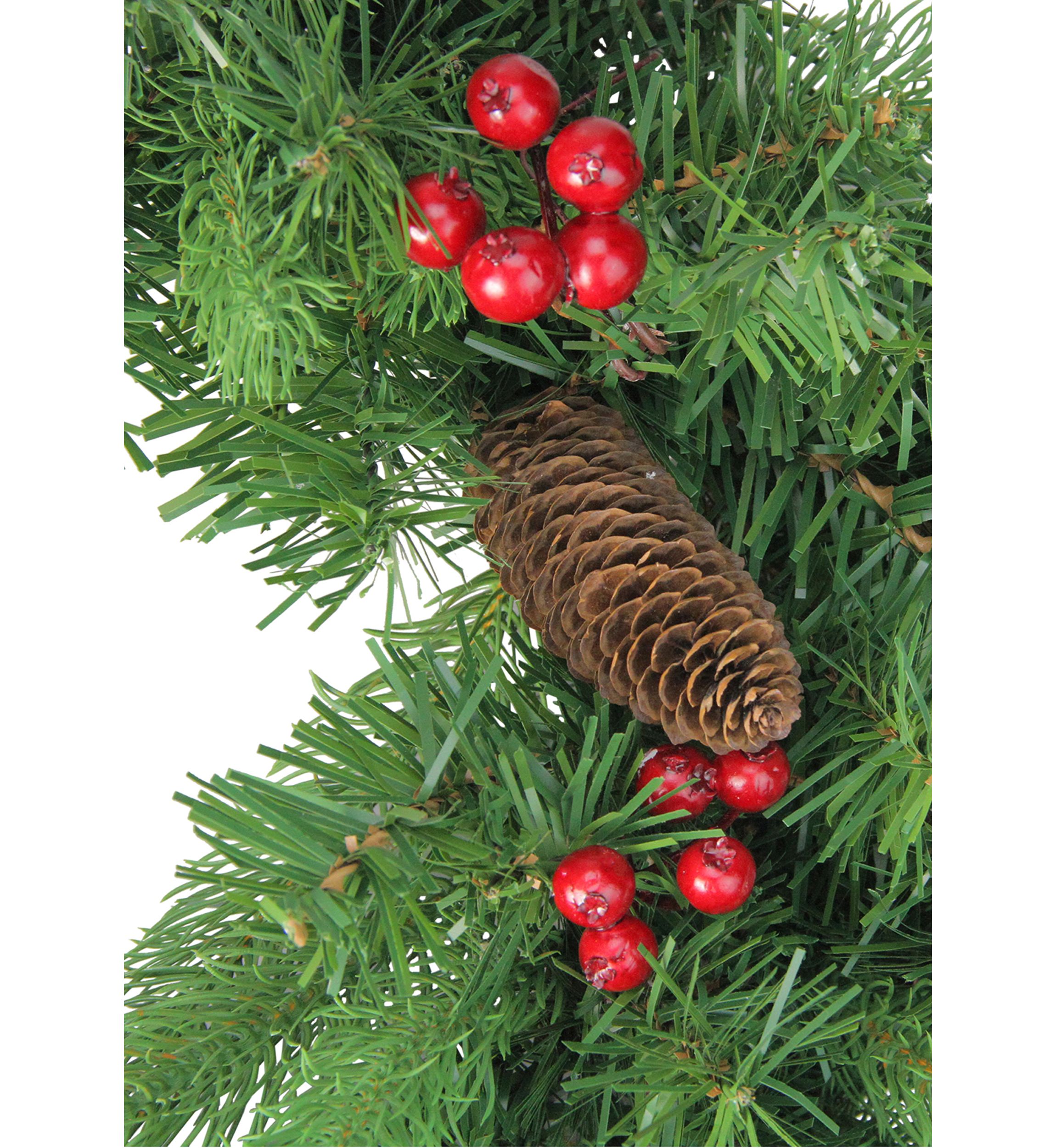 Noble Fir with Berries Artificial Christmas Wreath - 24" Unlit