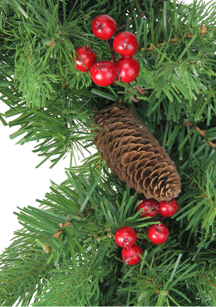 Noble Fir with Berries Artificial Christmas Wreath - 24" Unlit