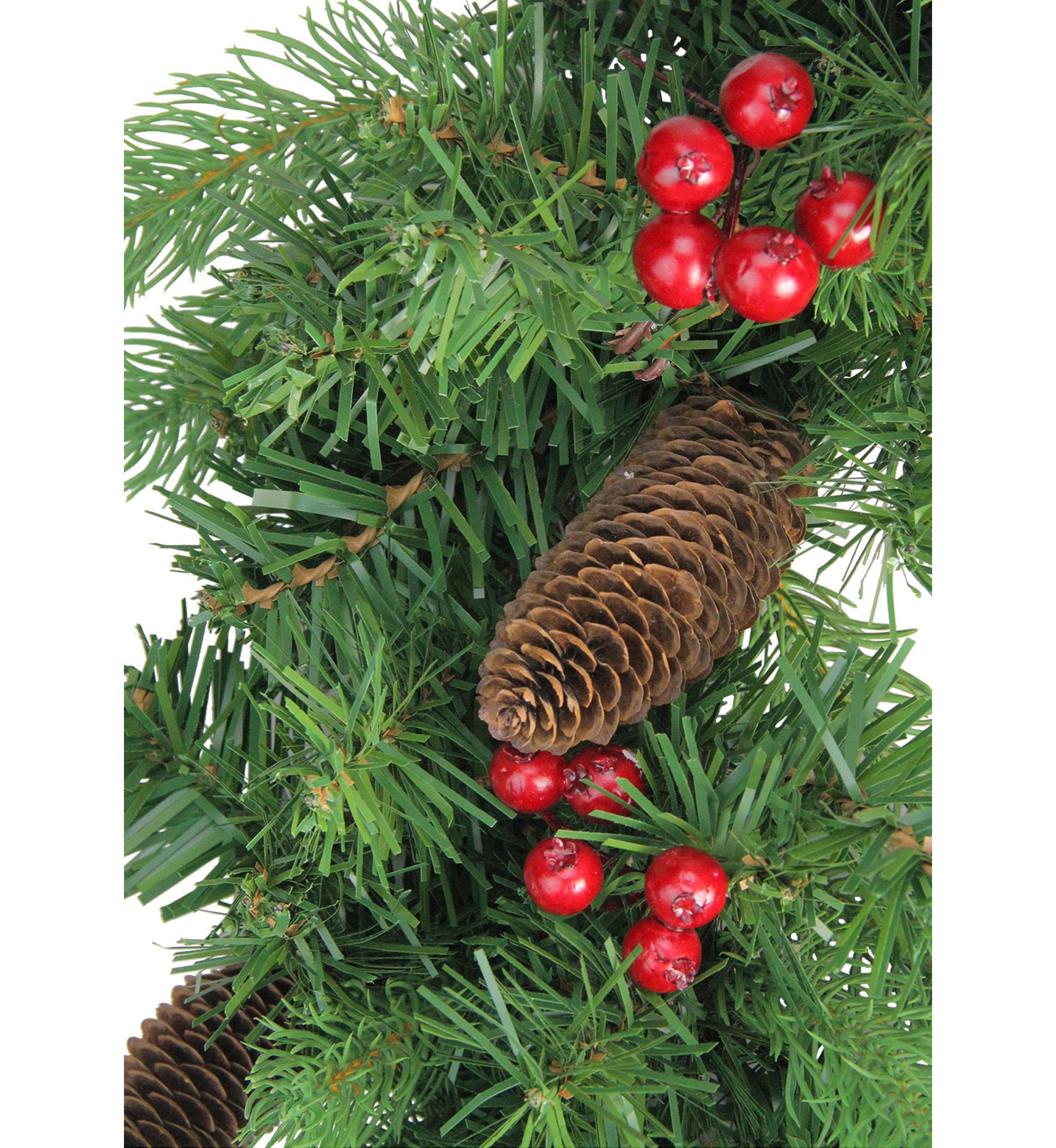 Noble Fir with Berries Artificial Christmas Wreath - 24" Unlit