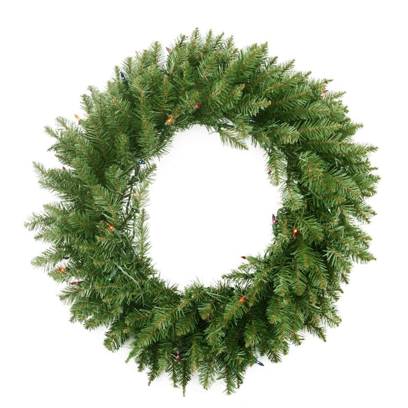 Pre-Lit Northern Pine Artificial Christmas Wreath - 24" - Multi Color Lights