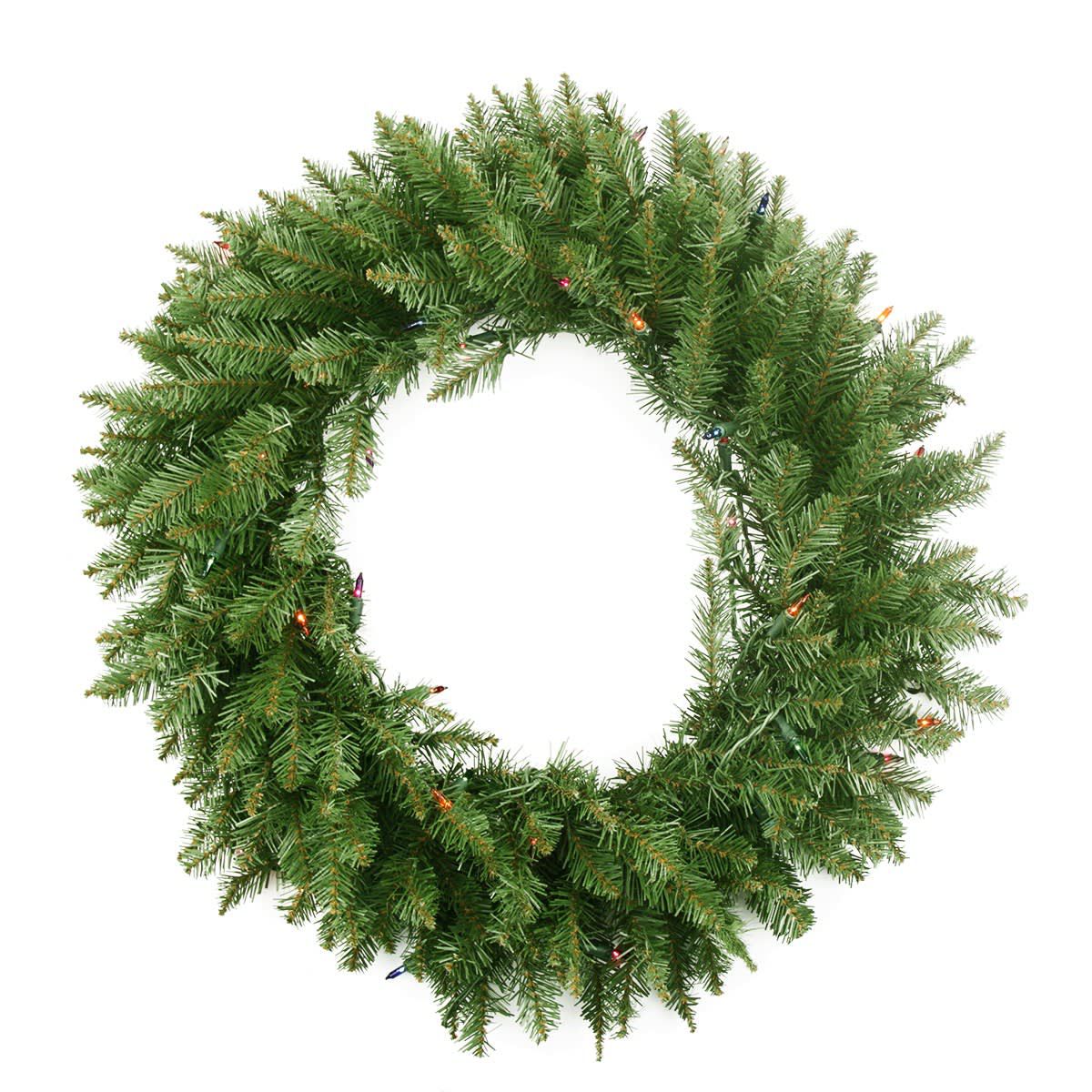Pre-Lit Northern Pine Artificial Christmas Wreath - 24" - Multi Color Lights