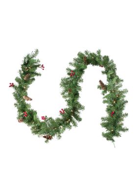 Pre-Lit Noble Fir with Berries Artificial Christmas Garland - Clear Lights