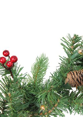 Pre-Lit Noble Fir with Berries Artificial Christmas Garland - Clear Lights