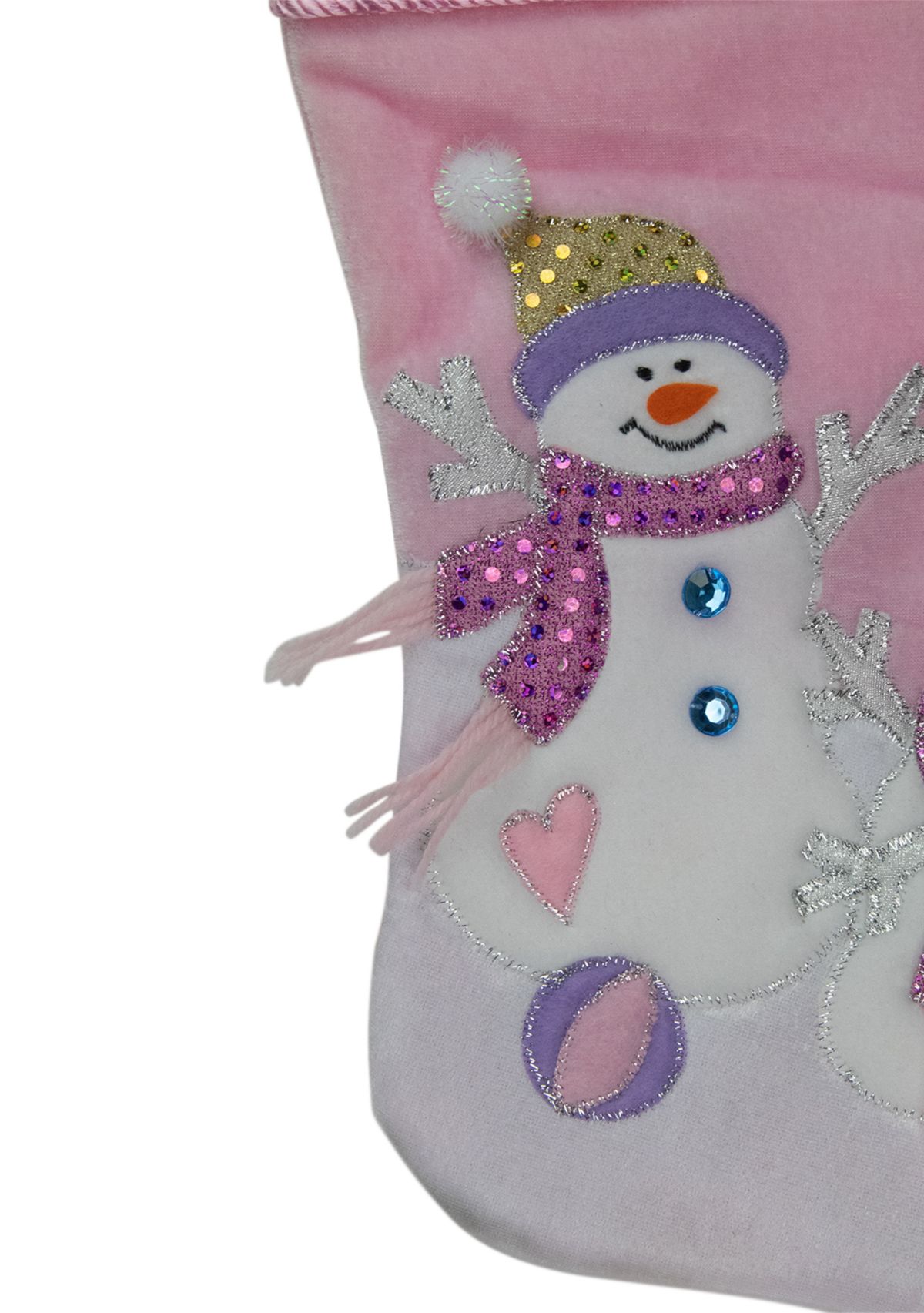 21" Light Pink Babys First Christmas Velveteen Snowmen Christmas Stocking