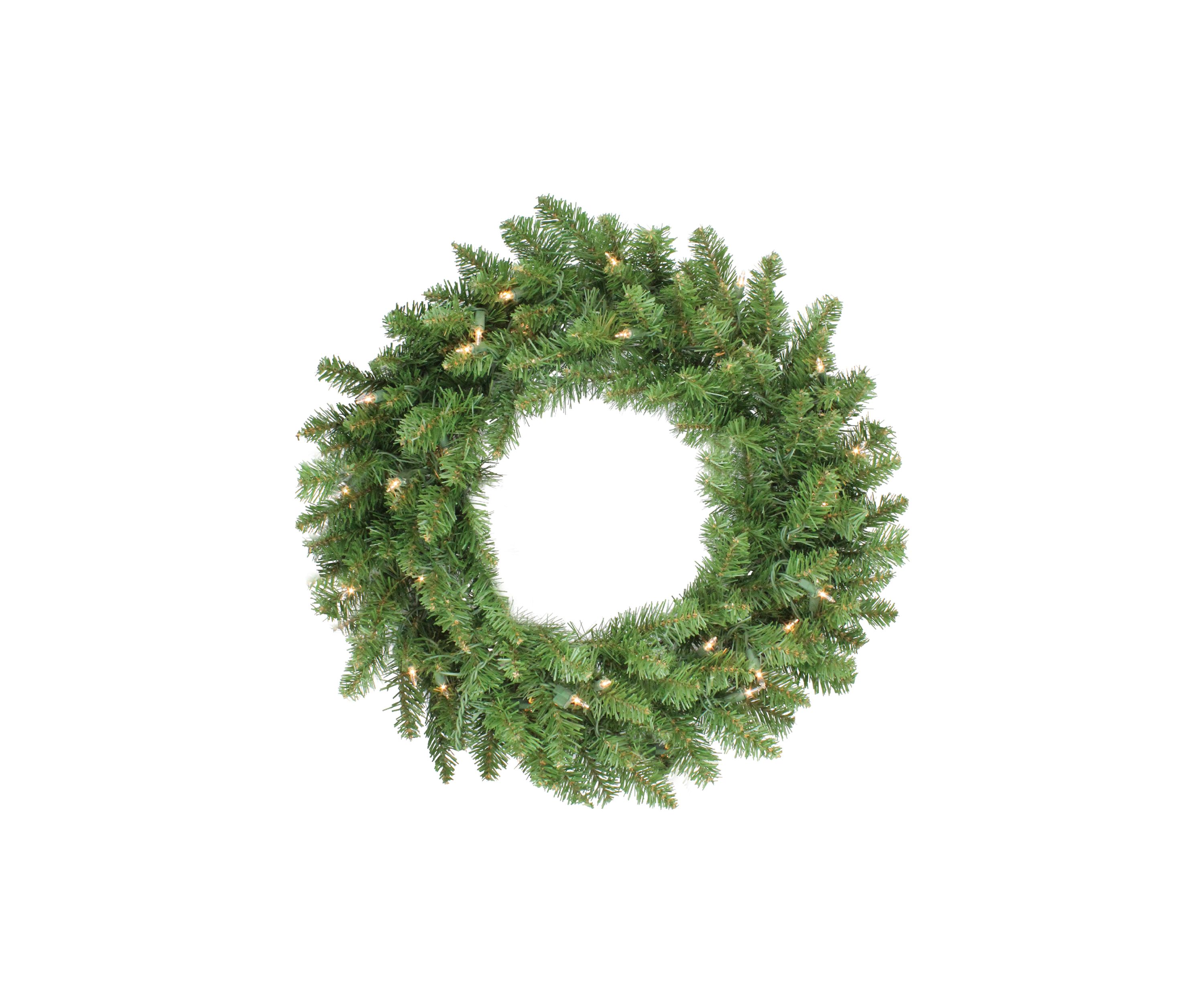 24Inch Pre-Lit Eastern Pine Artificial Christmas Wreath - Clear Lights