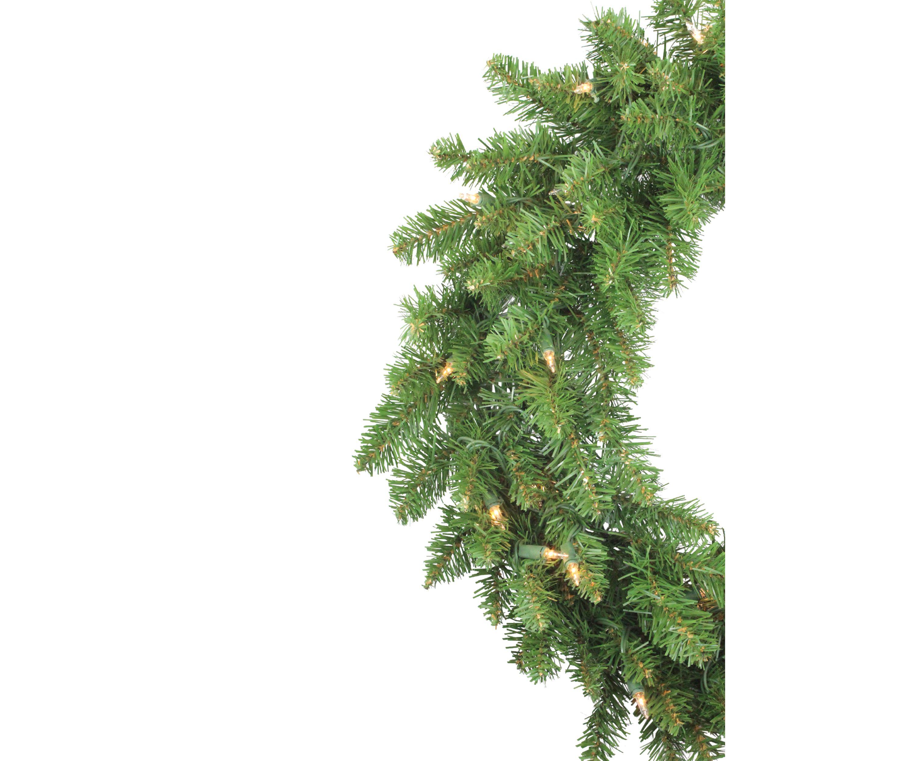 24Inch Pre-Lit Eastern Pine Artificial Christmas Wreath - Clear Lights