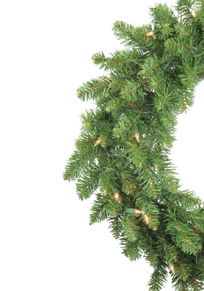 24Inch Pre-Lit Eastern Pine Artificial Christmas Wreath - Clear Lights