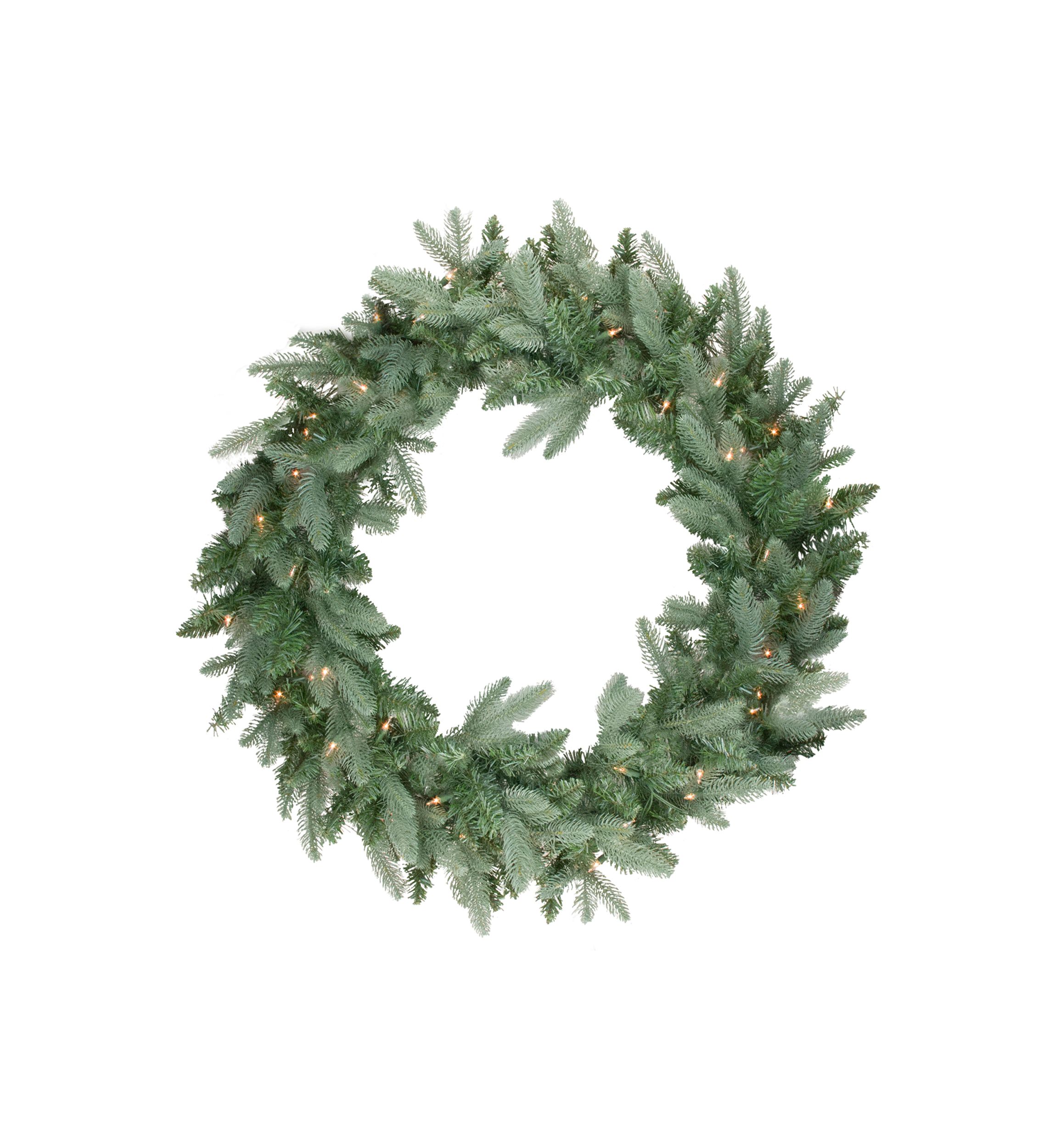 Pre-Lit Washington Frasier Fir Artificial Christmas Wreath - 24-Inch  Clear Lights