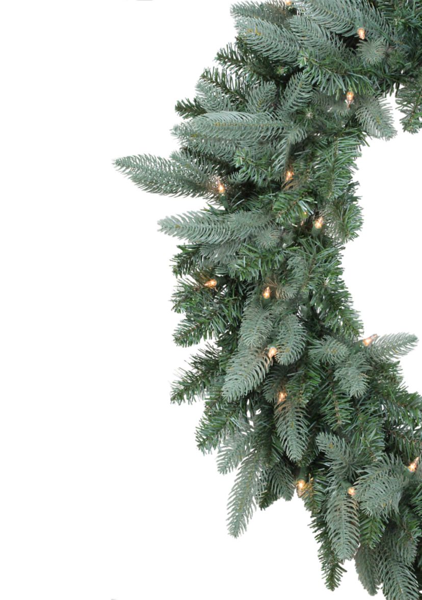 Pre-Lit Washington Frasier Fir Artificial Christmas Wreath - 24-Inch  Clear Lights