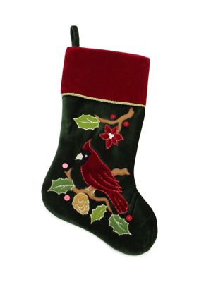 Northlight 20.5"" Red and Green Cardinal Embroidered Christmas Stocking -  0762152869255