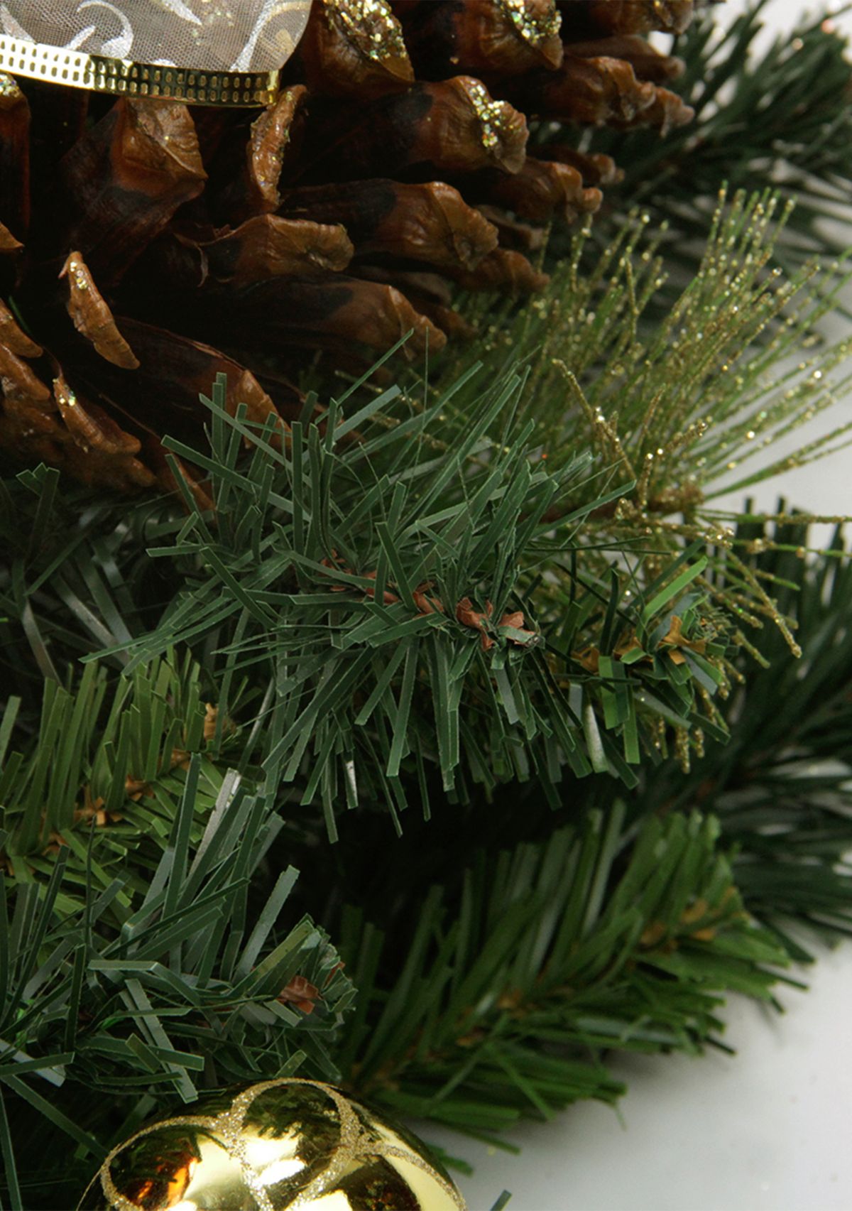 Pre-Decorated Ball Ornaments and Bow Artificial Christmas Wreath  24-Inch  Unlit