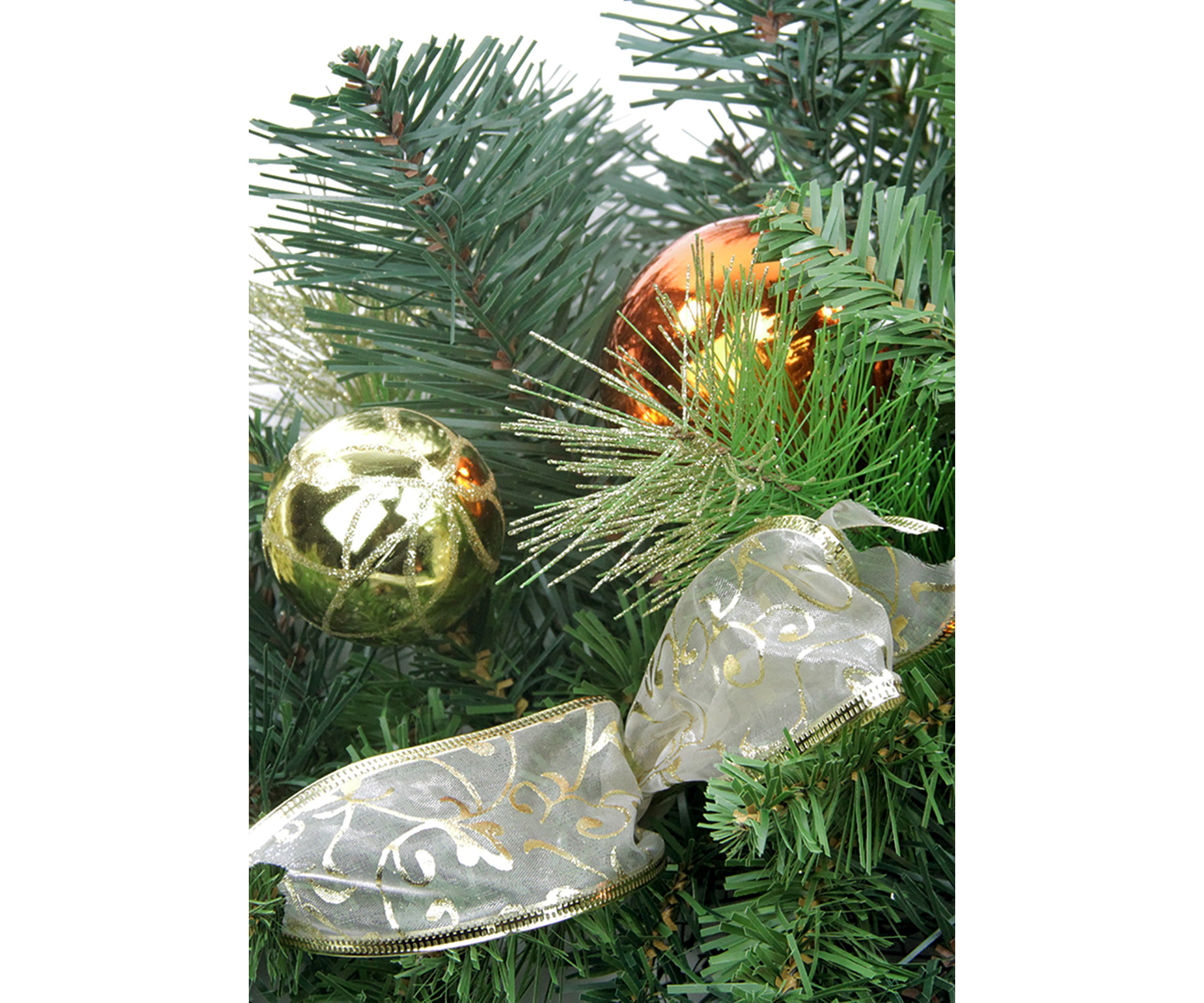 26Inch Pre-Decorated Ball Ornaments and Bows Artificial Christmas Teardrop Swag  Unlit