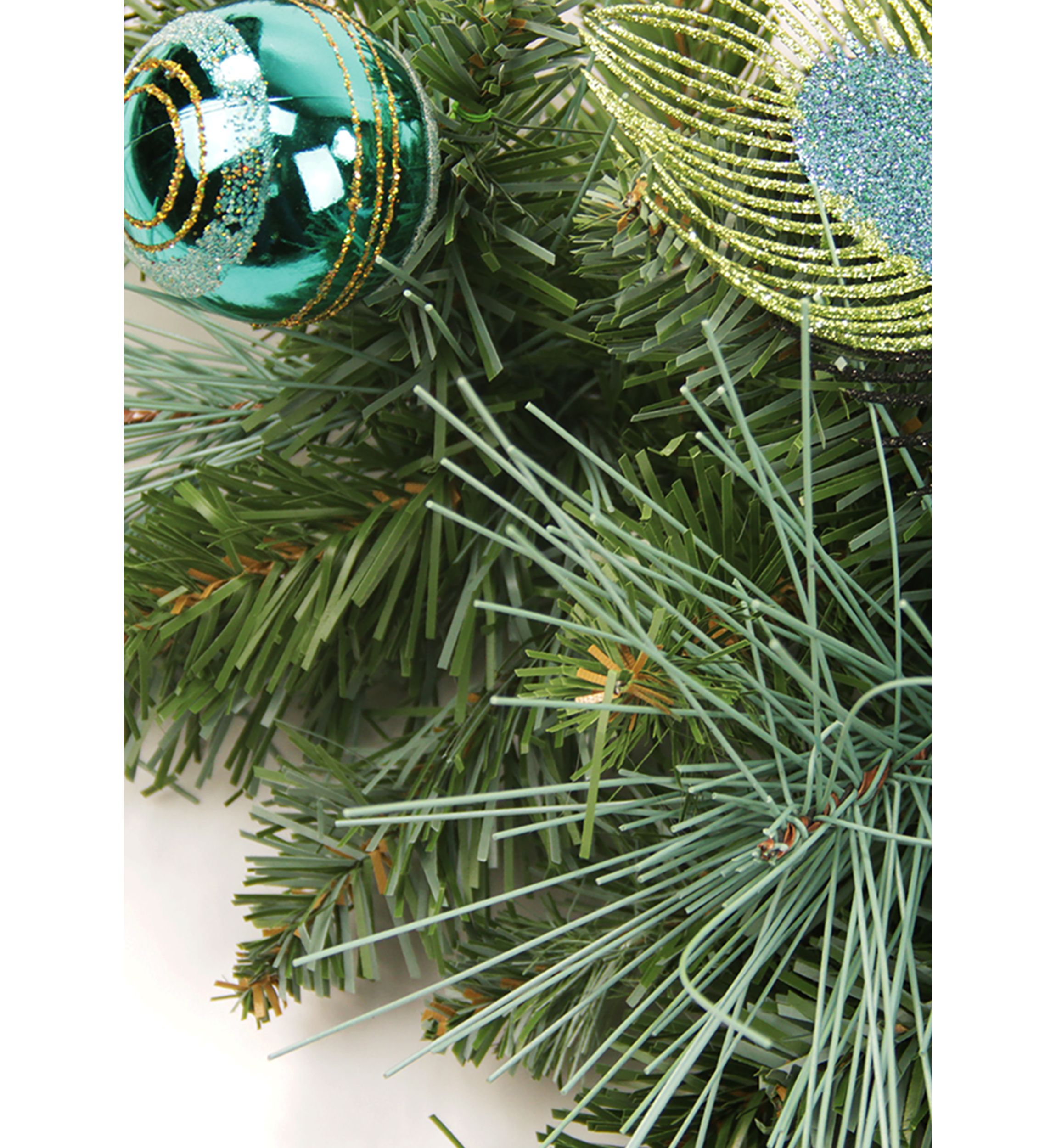 22Inch Peacock Feather and Poinsettia Artificial Christmas Teardrop Swag  Unlit