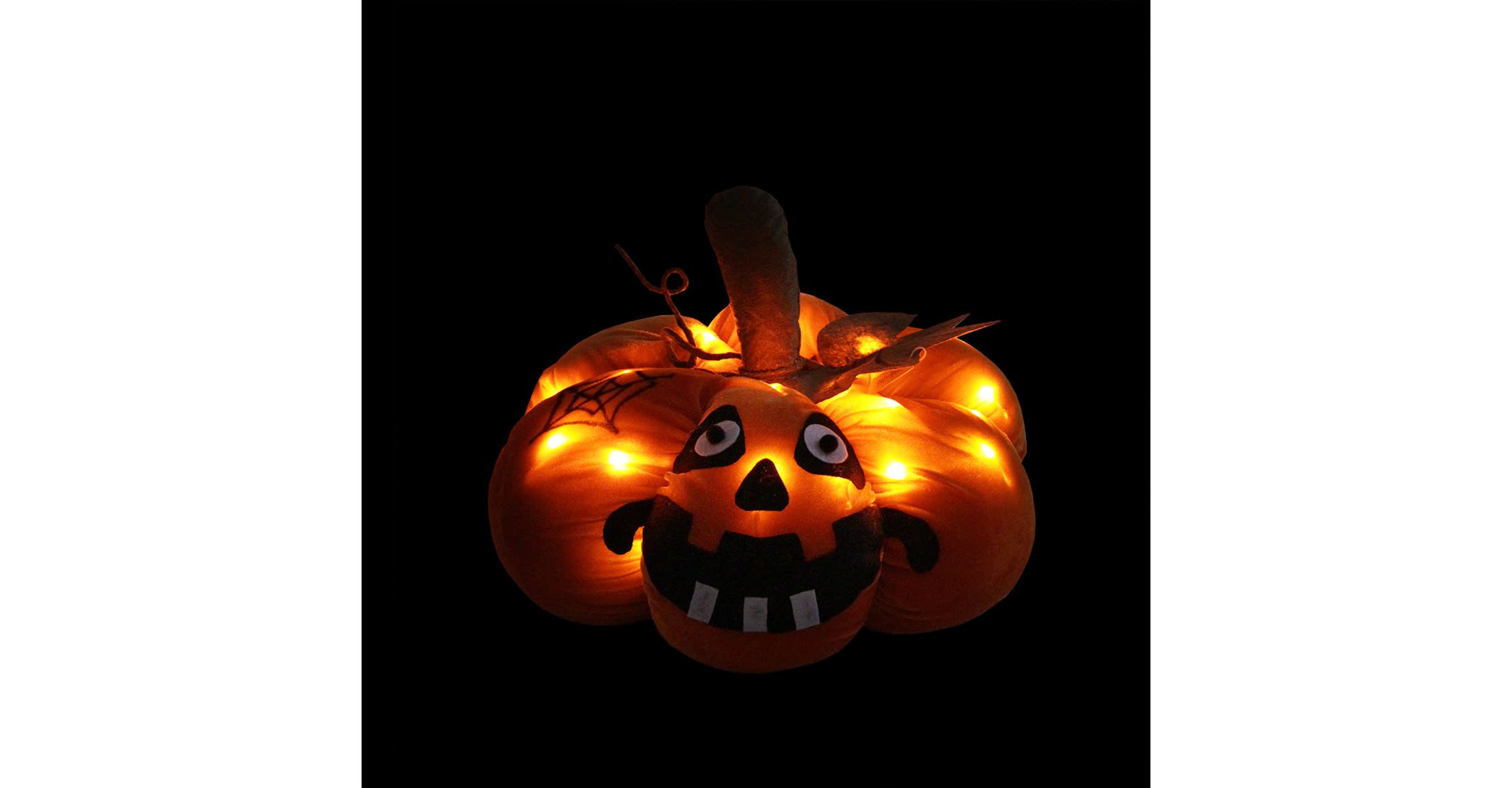 15" Orange LED Lighted Plush Jack-o-Lantern Pumpkin Halloween Decoration