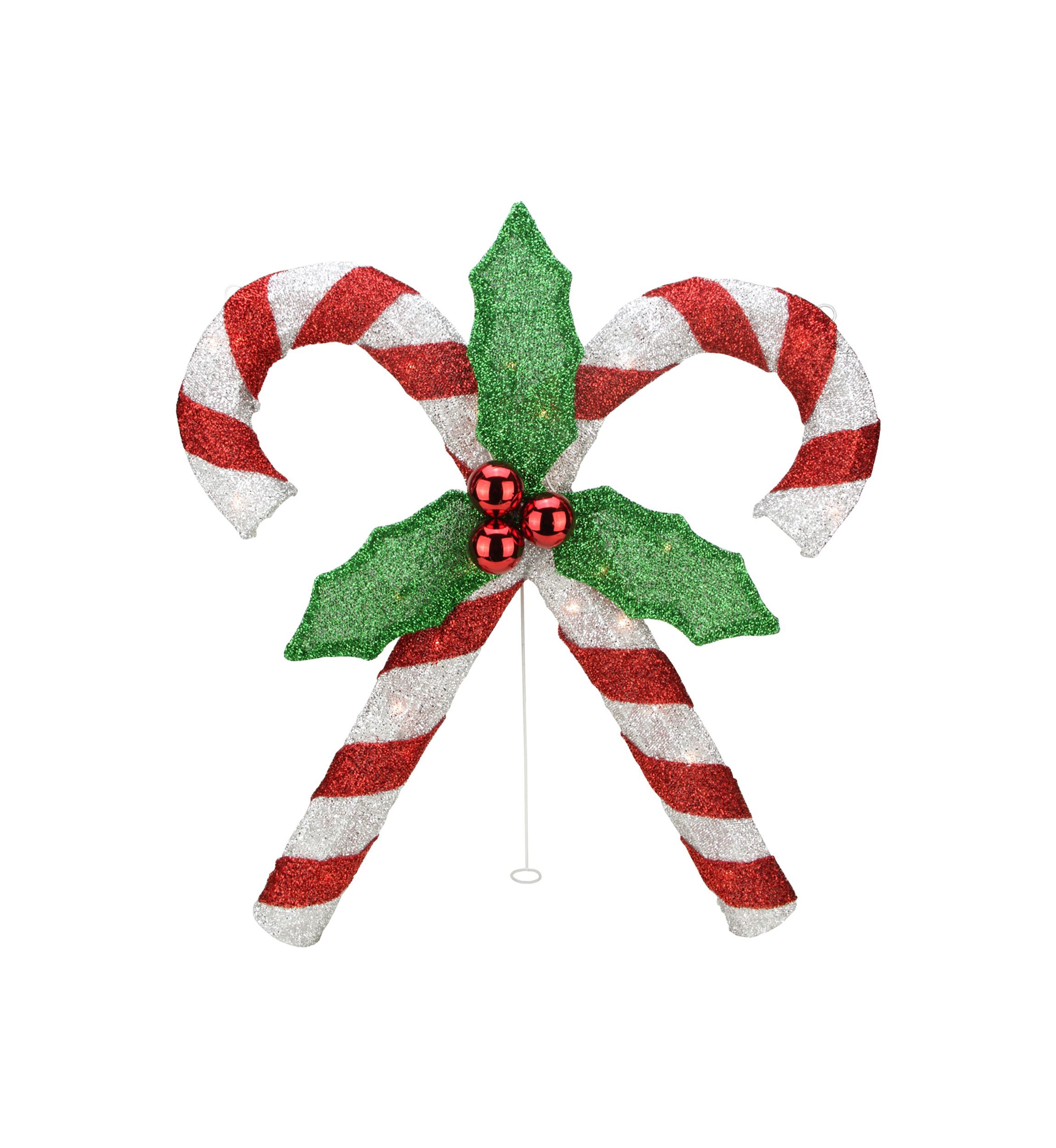 26" Red and White Double Candy Cane Lighted Outdoor Christmas Décor
