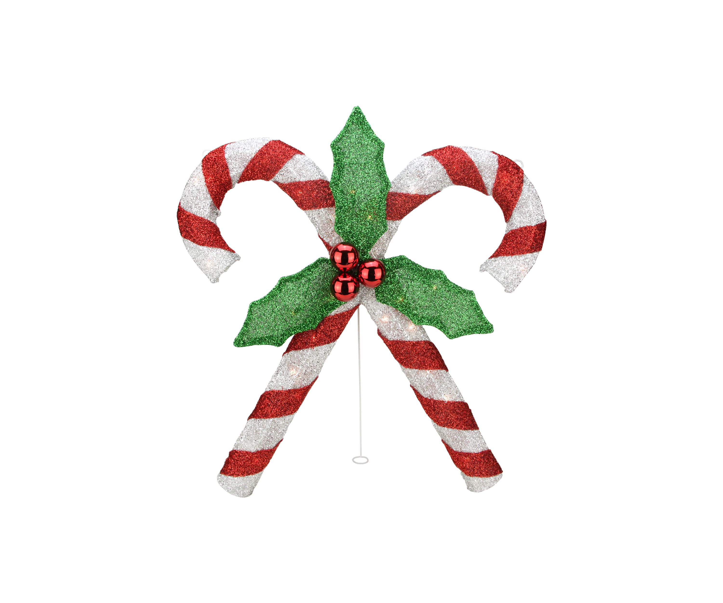 26" Red and White Double Candy Cane Lighted Outdoor Christmas Décor