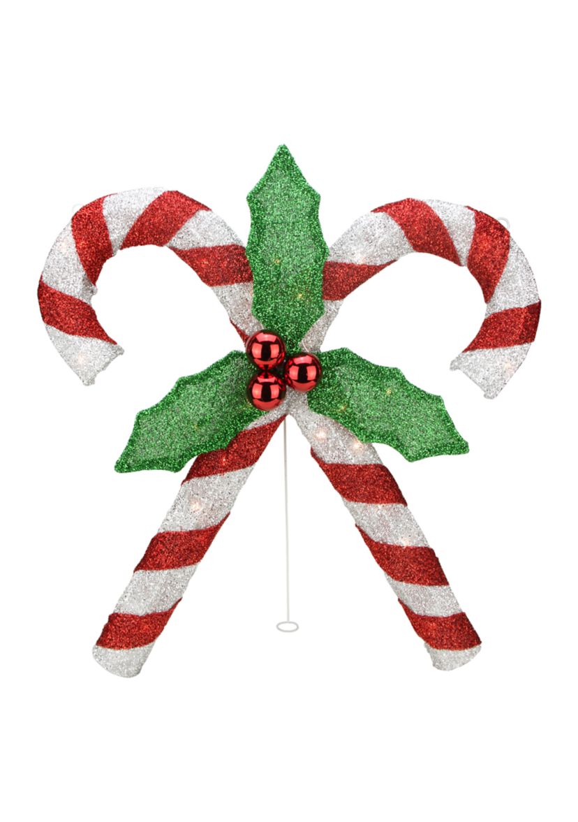 26" Red and White Double Candy Cane Lighted Outdoor Christmas Décor