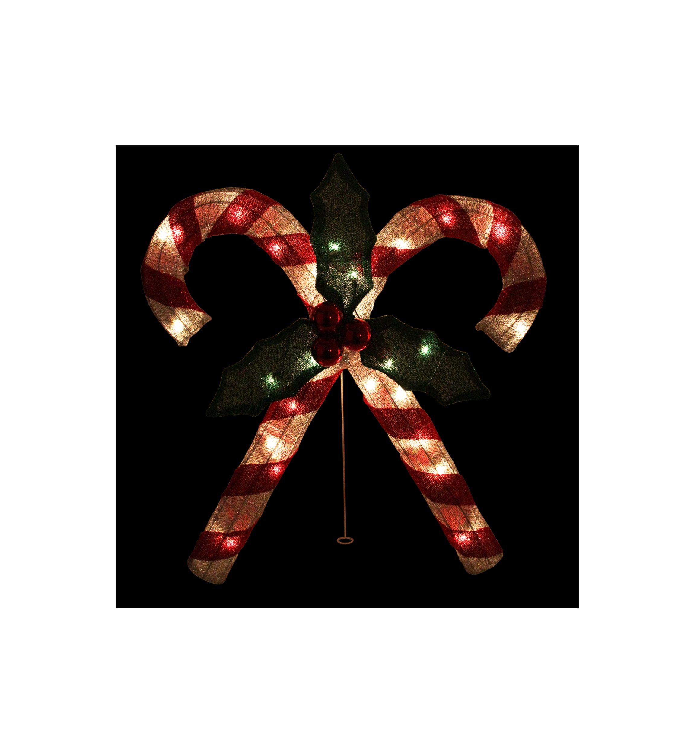 26" Red and White Double Candy Cane Lighted Outdoor Christmas Décor