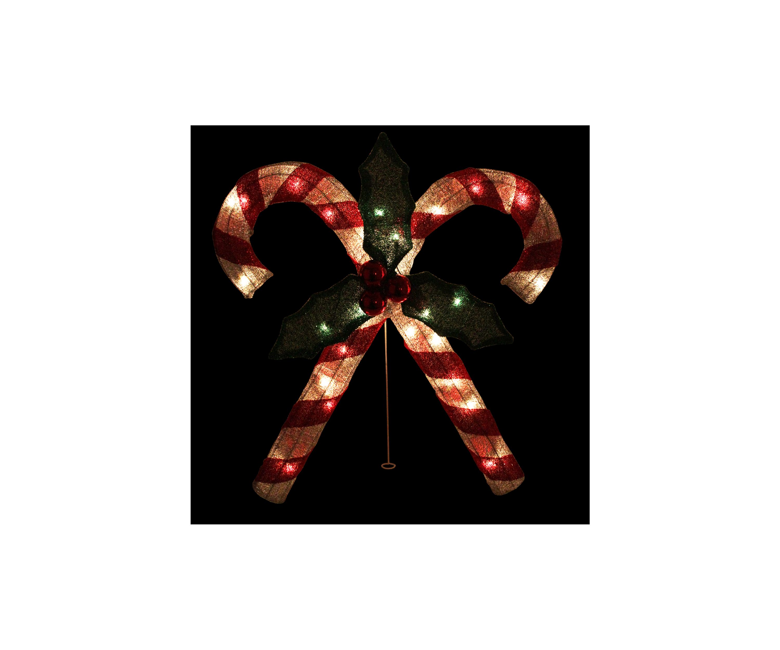 26" Red and White Double Candy Cane Lighted Outdoor Christmas Décor
