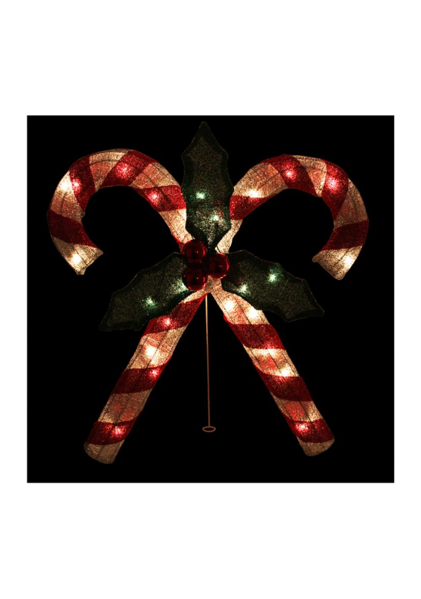 26" Red and White Double Candy Cane Lighted Outdoor Christmas Décor
