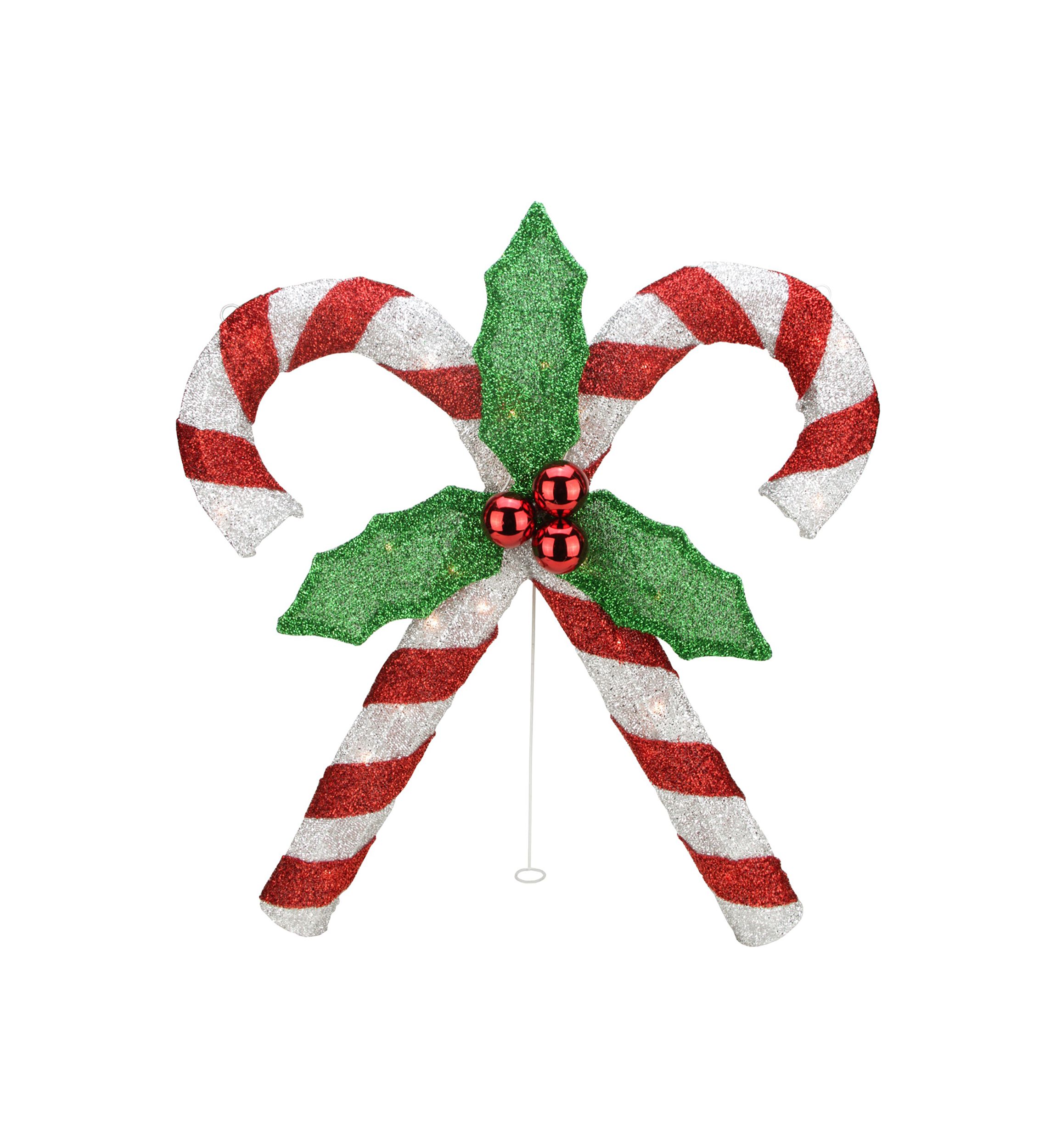 26" Red and White Double Candy Cane Lighted Outdoor Christmas Décor