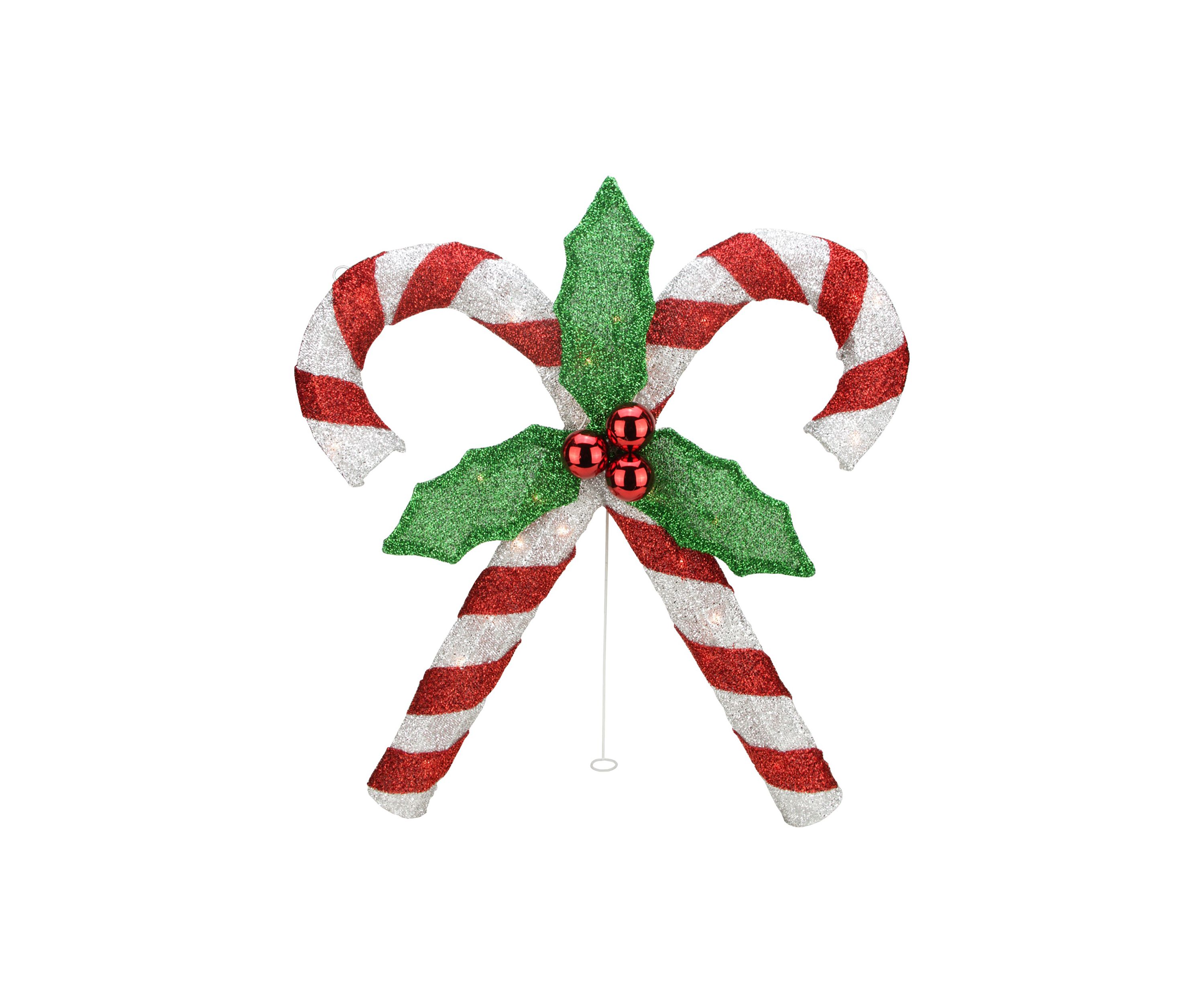 26" Red and White Double Candy Cane Lighted Outdoor Christmas Décor