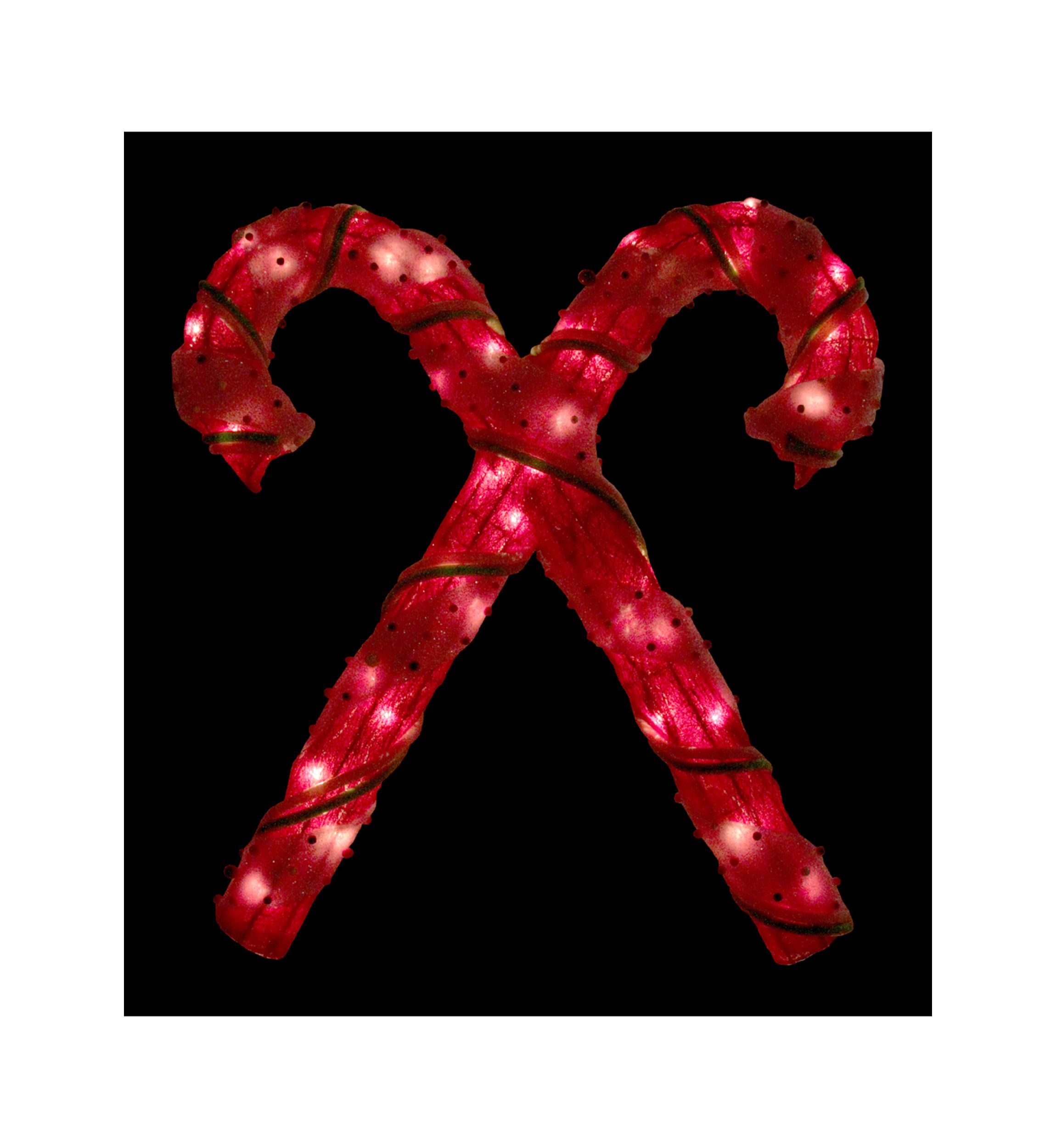 26Inch Red and White Lighted Sisal Double Candy Cane Christmas Outdoor Decoration
