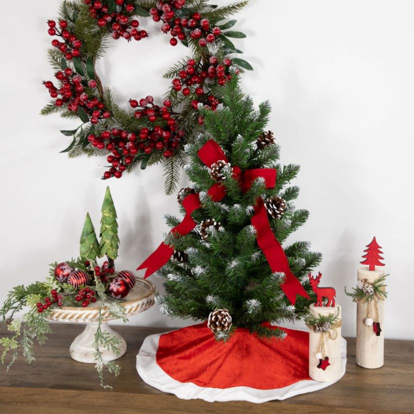 Traditional Mini Christmas Tree Skirt - 18" - Red and White