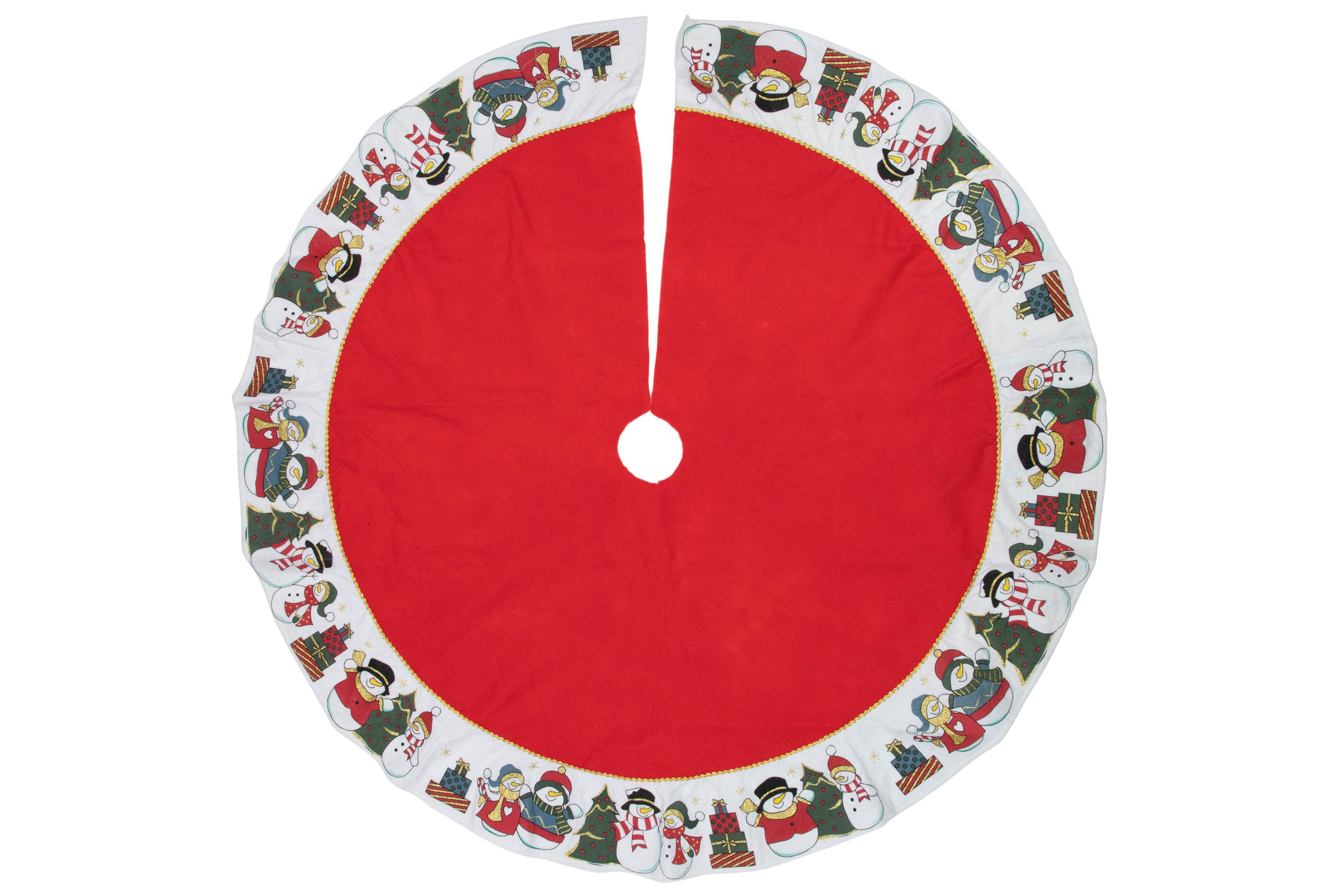 48inch Red and White Jolly Snowman Christmas Tree Skirt